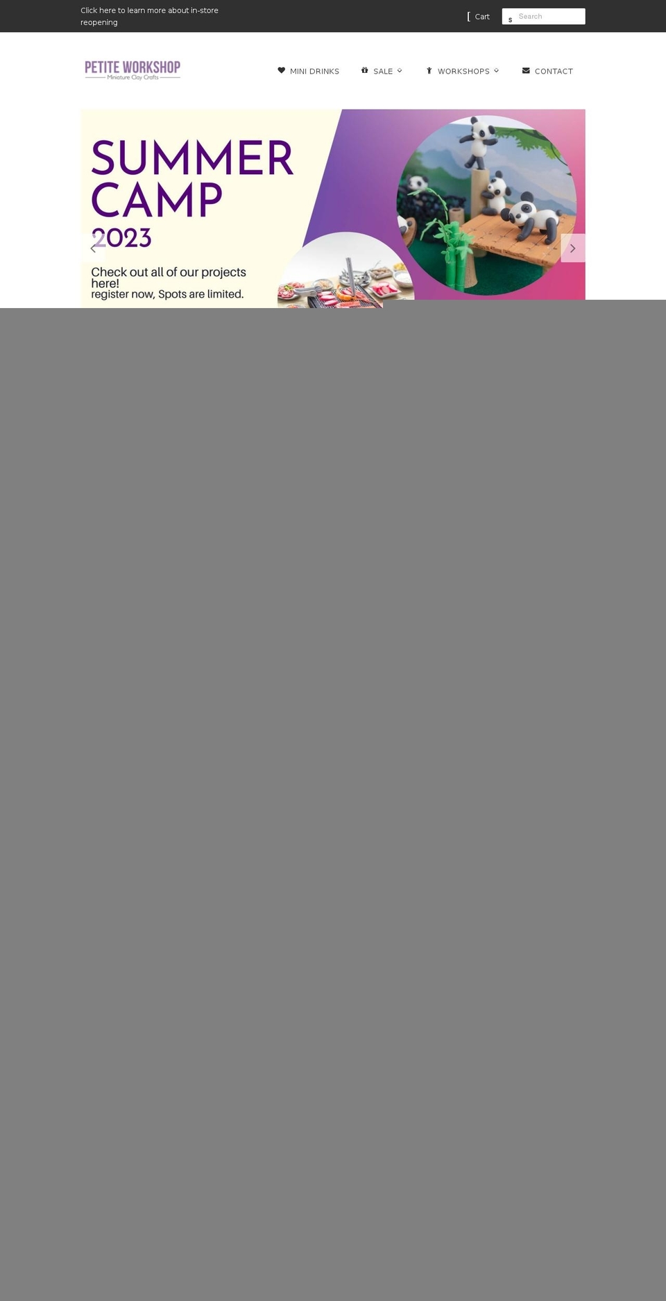 petiteworkshop.com shopify website screenshot