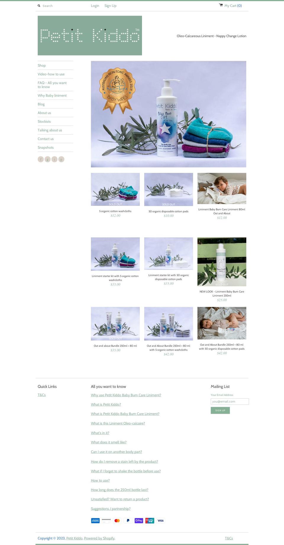 petitkiddo.com.au shopify website screenshot