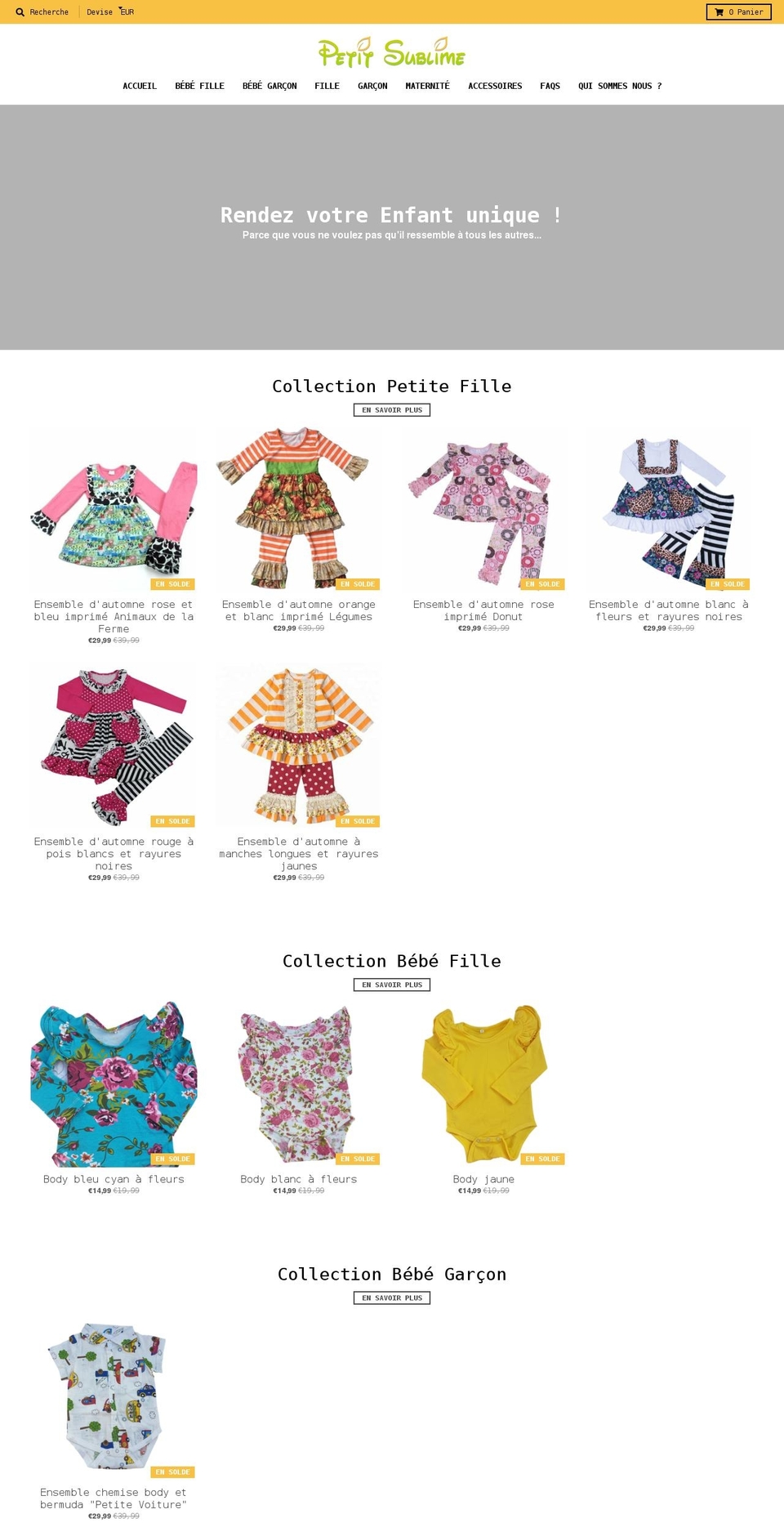petitsublime.com shopify website screenshot