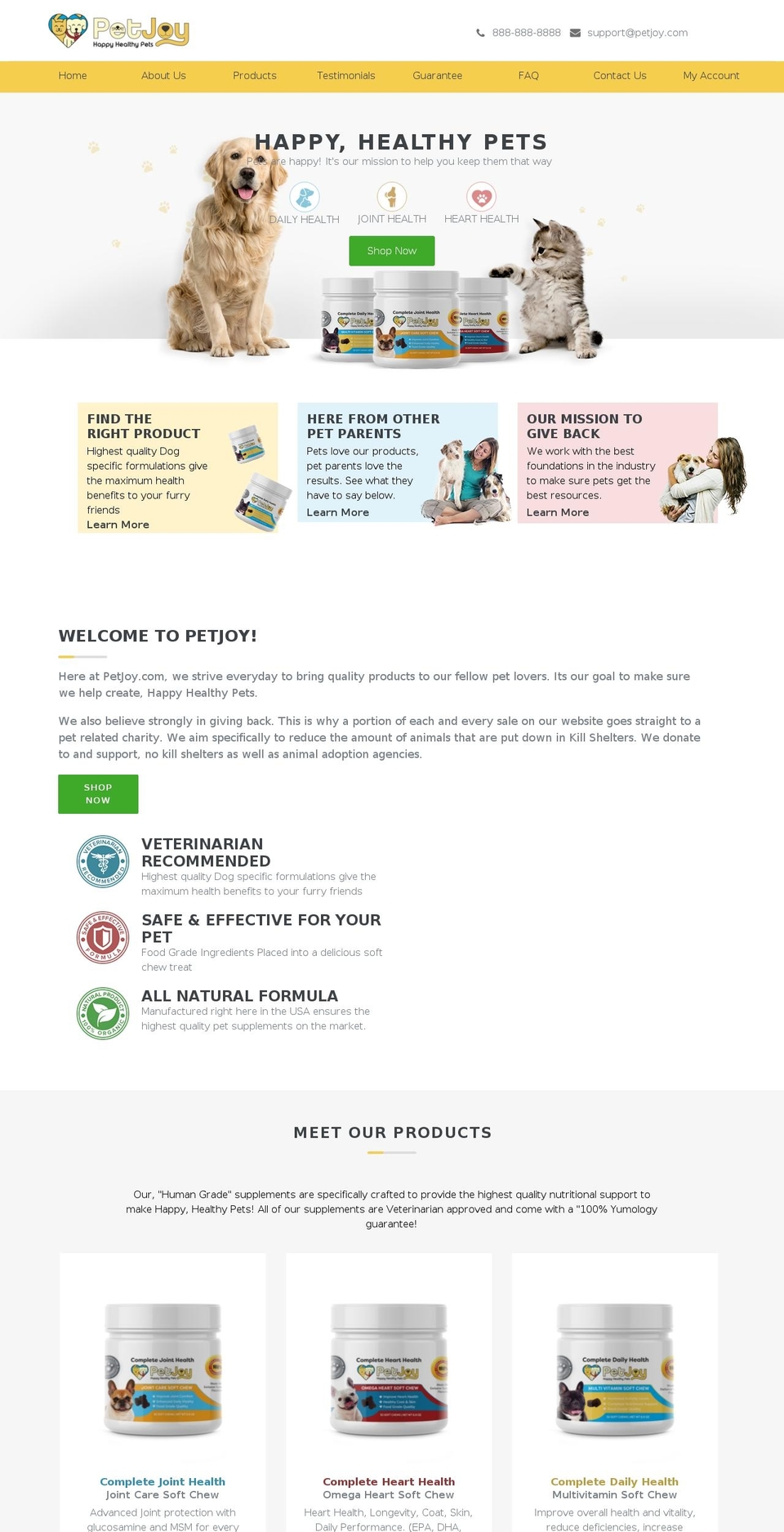 petjoy.com shopify website screenshot