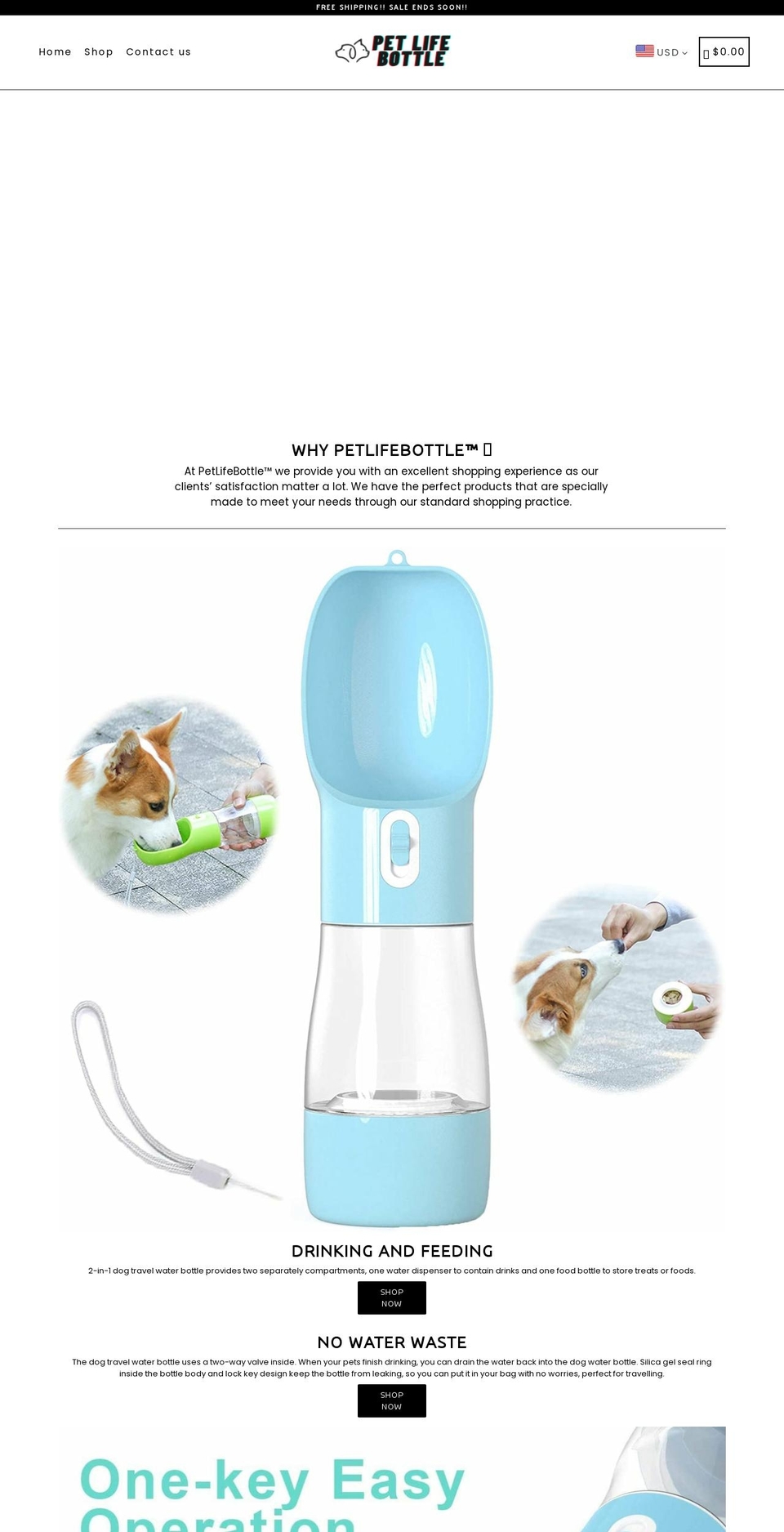 petlifebottle.com shopify website screenshot
