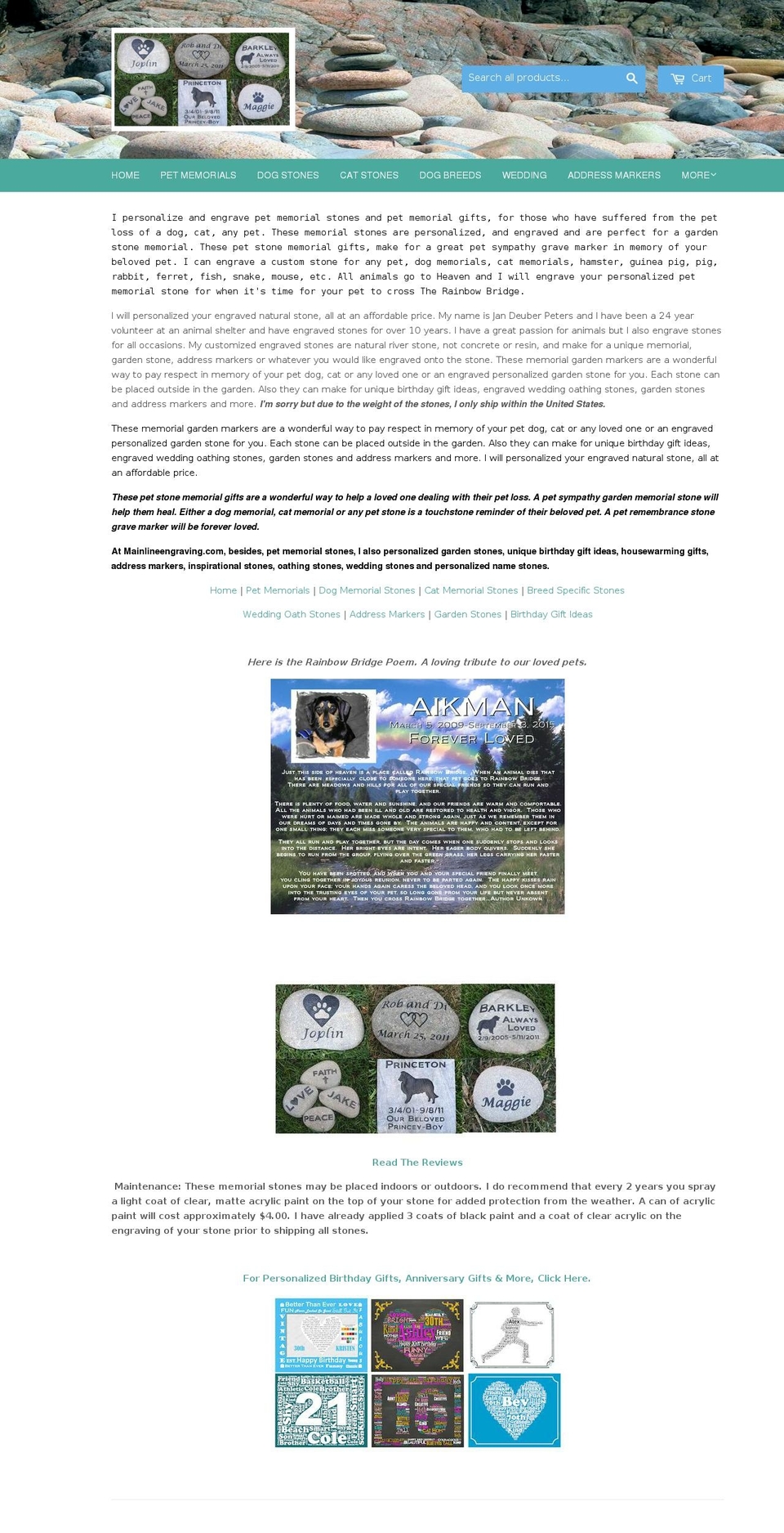 petlossmemorials.com — Shopify storefront screenshot