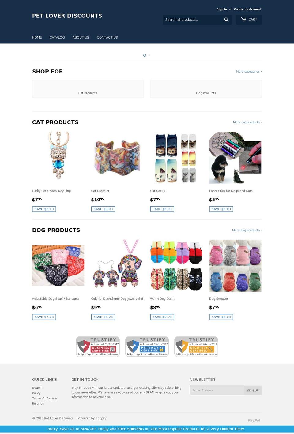 petloverdiscounts.com — Shopify storefront screenshot