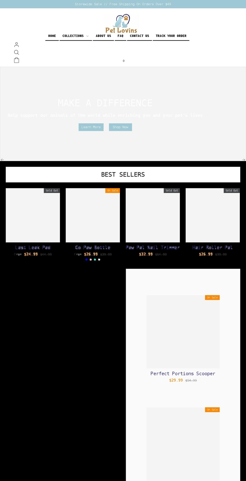 petlovins.com shopify website screenshot