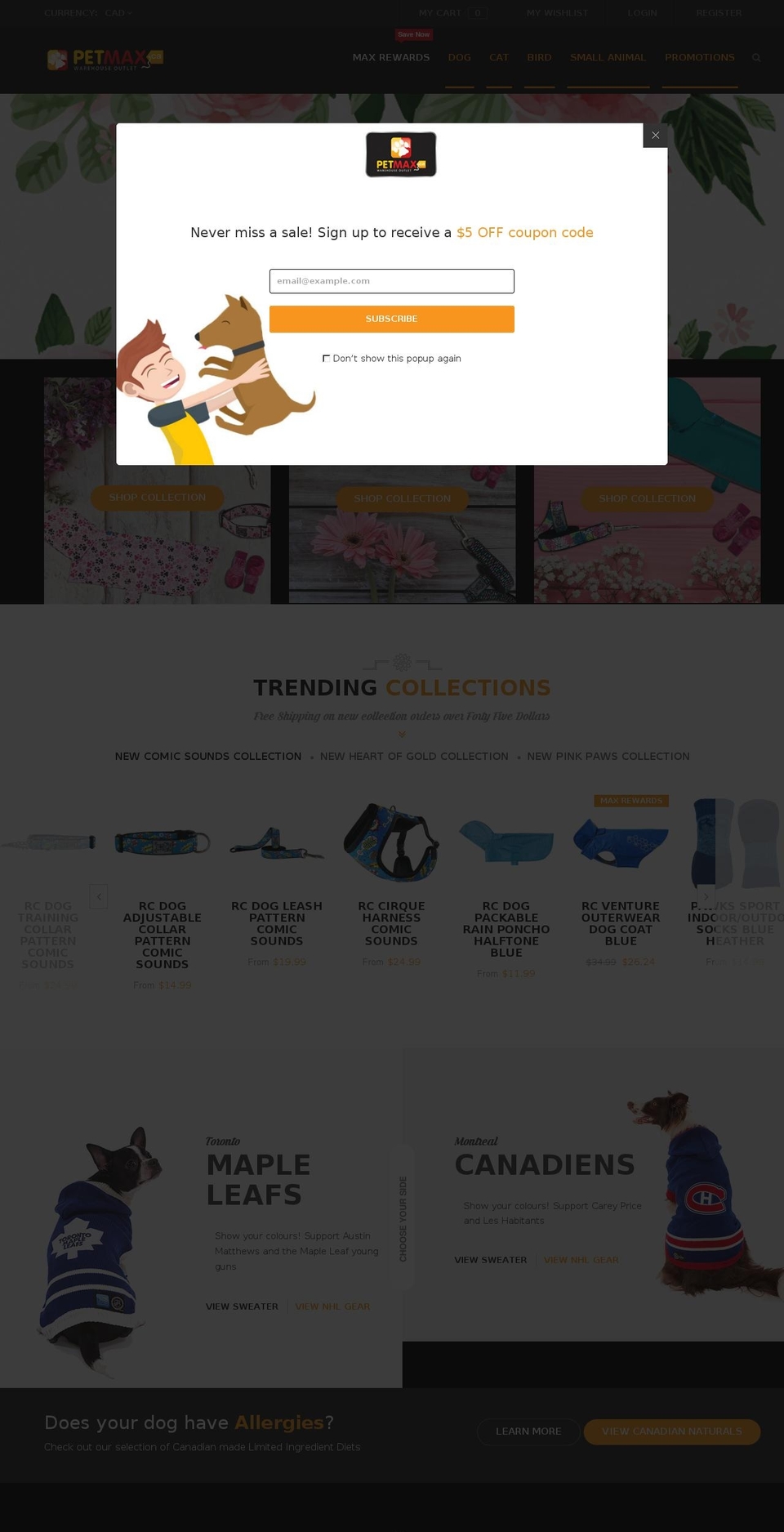 Minion Shopify theme site example petmax.ca
