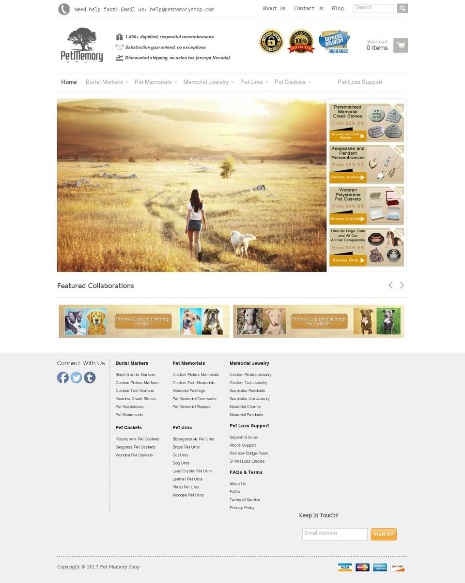 petmemoryshop.com shopify website screenshot