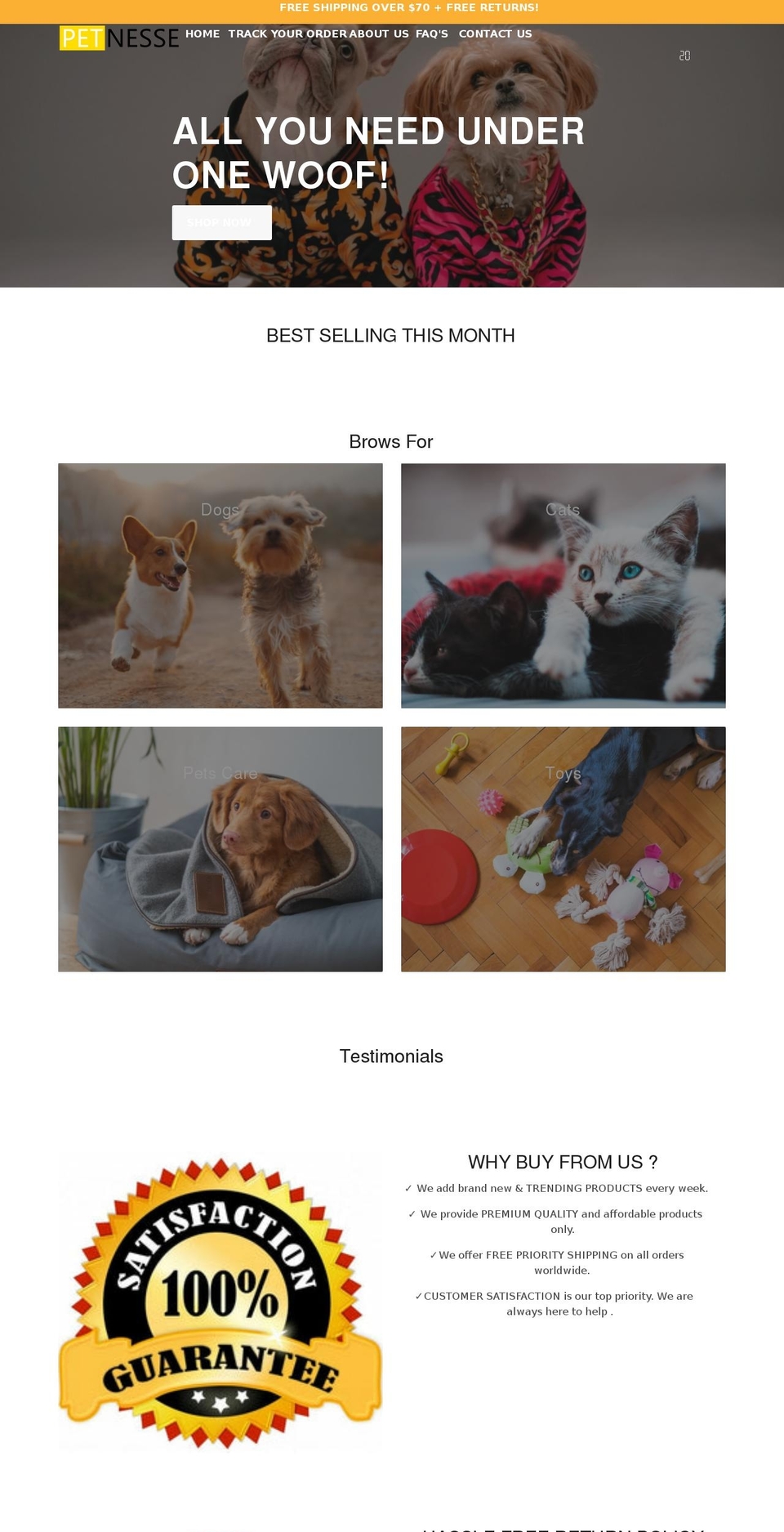 petnesse.com shopify website screenshot