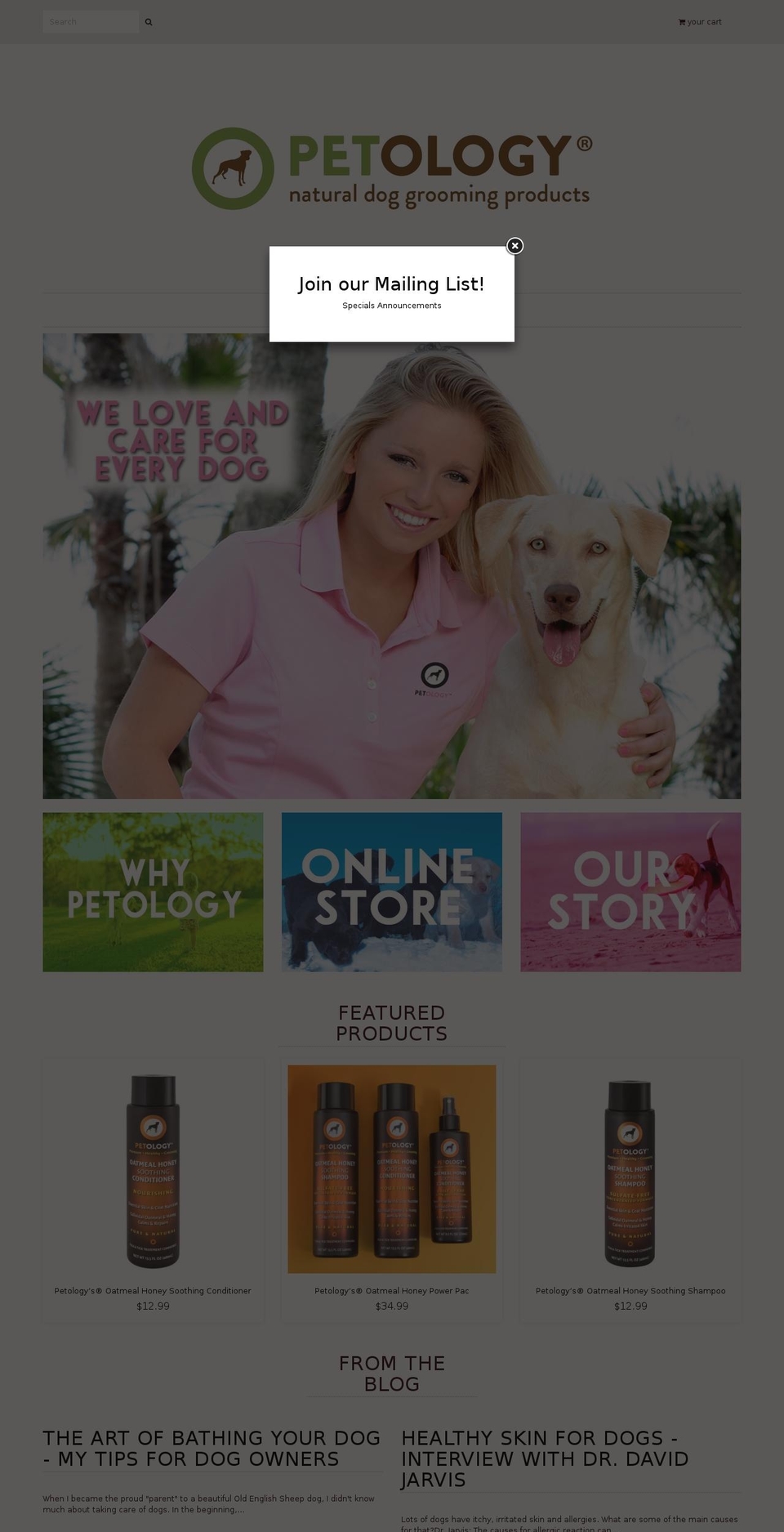 petologyproducts.com shopify website screenshot