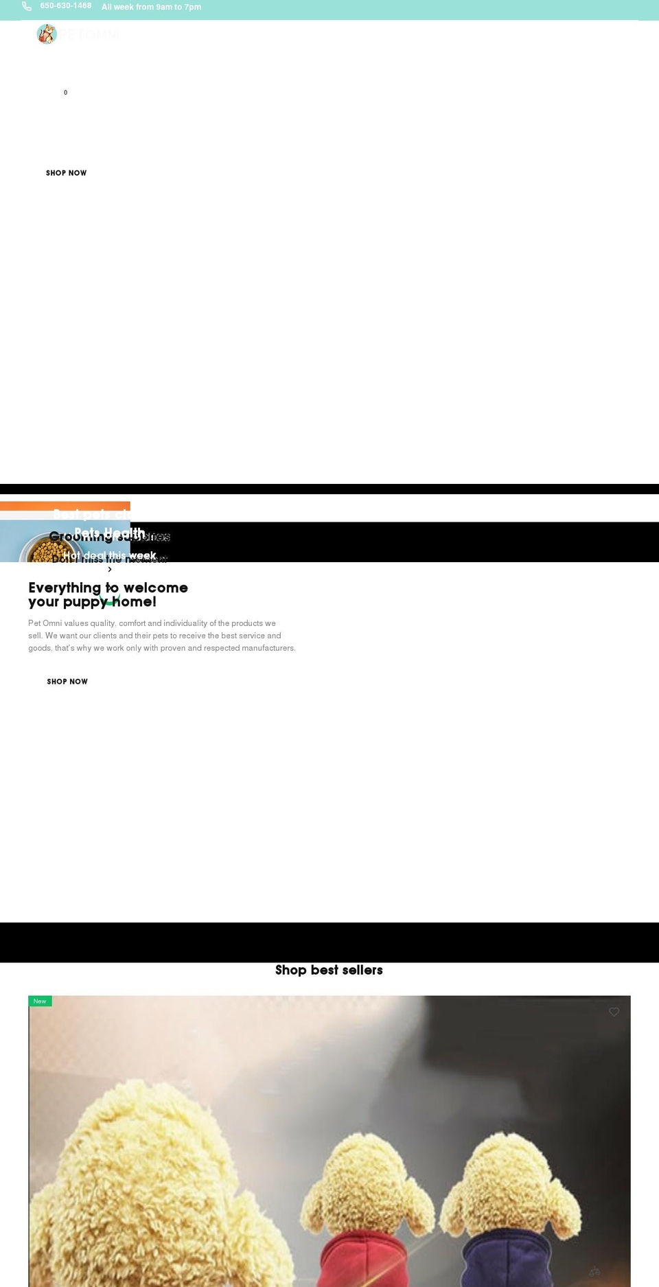 Diamond vip pet store Shopify theme site example petomni.com