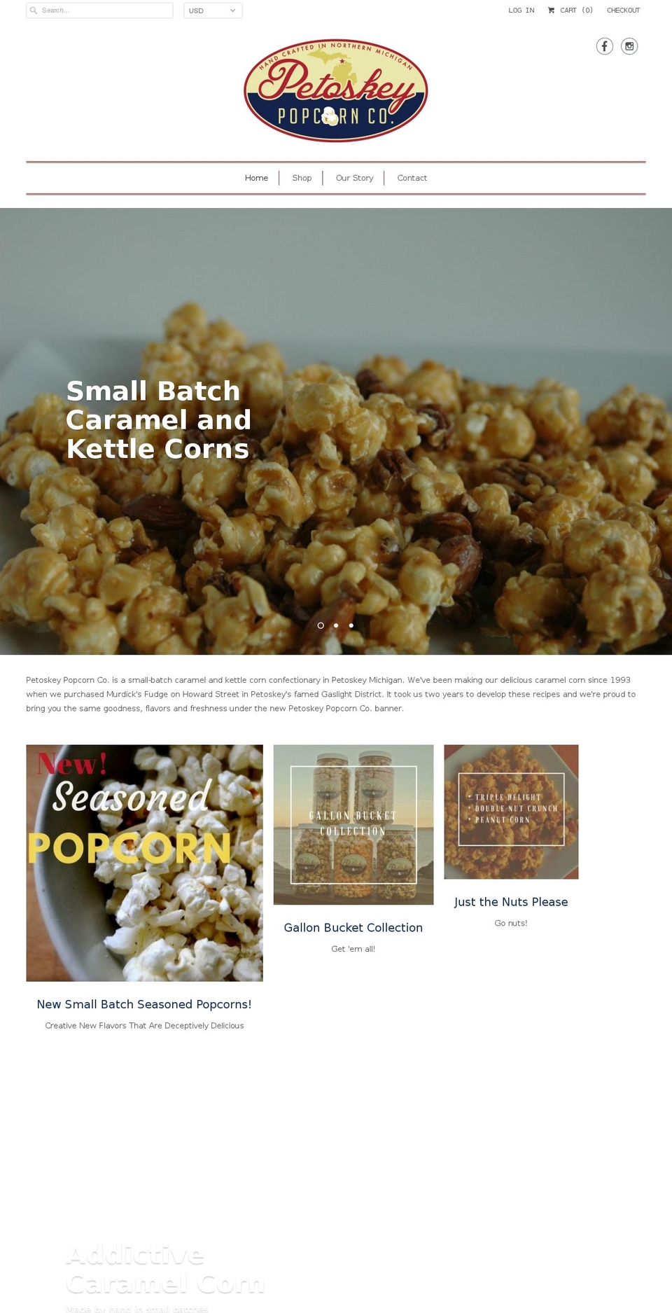 petoskeypopcorn.com shopify website screenshot