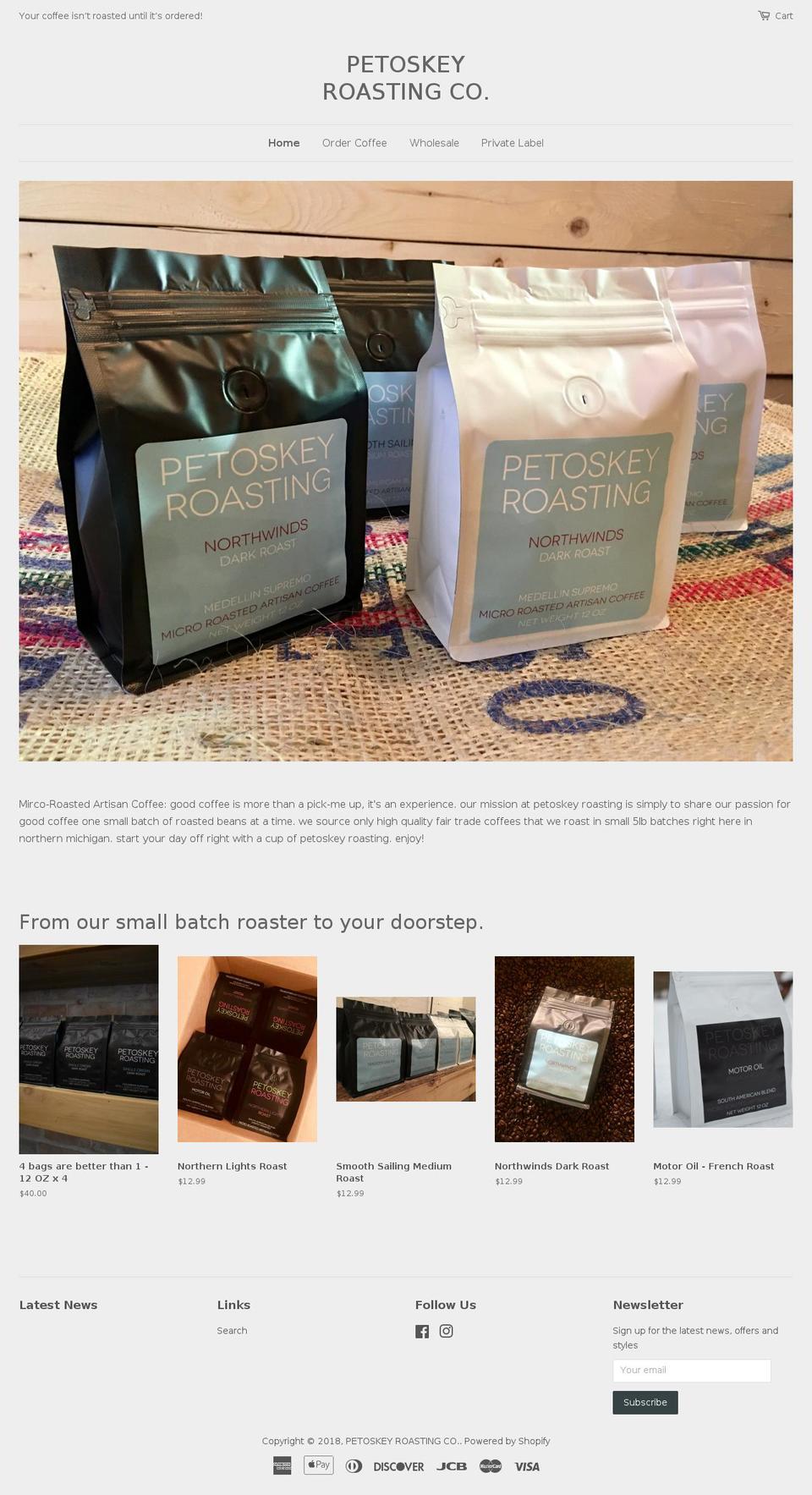 petoskeyroasting.com — Shopify storefront screenshot