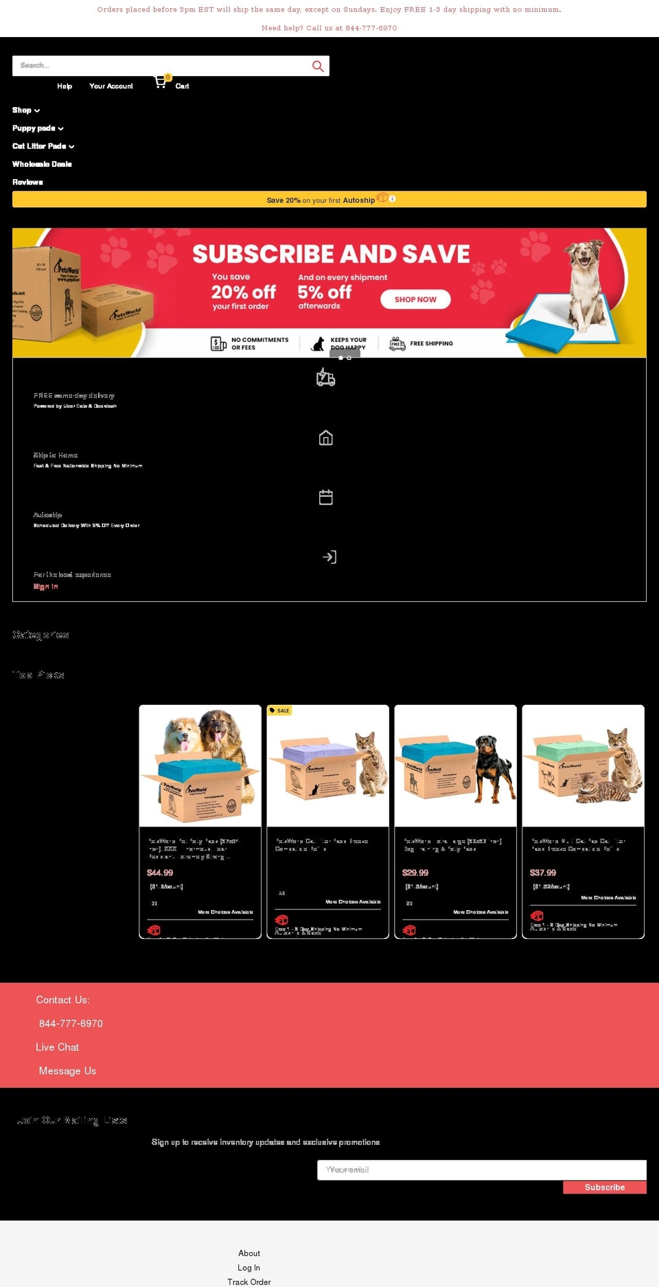 petpads.net shopify website screenshot