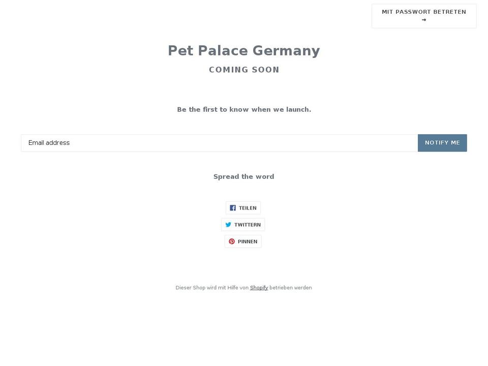 petpalace.de shopify website screenshot