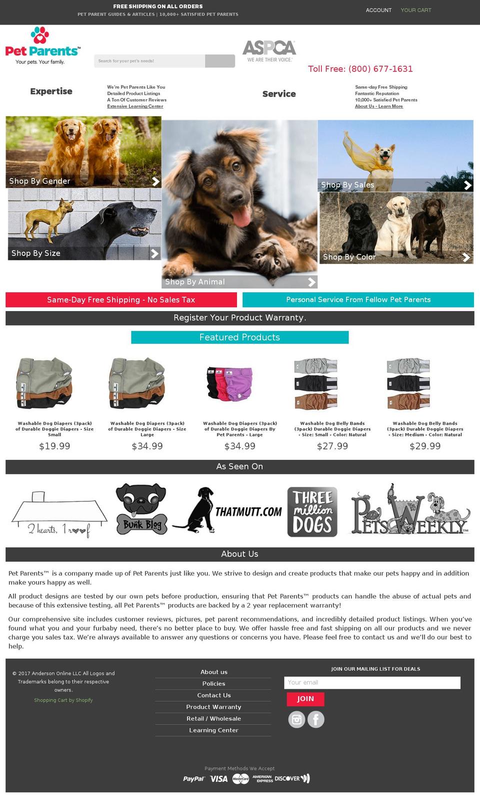 petparentsbrand.com shopify website screenshot