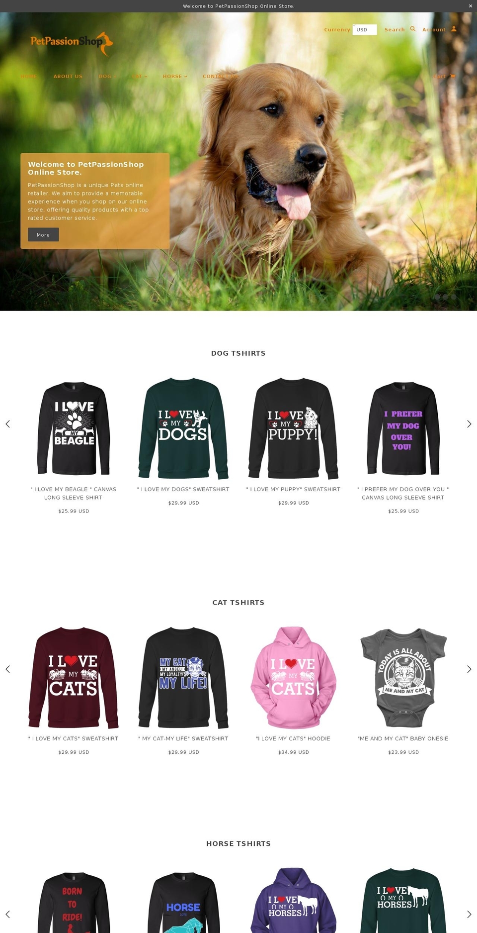 petpassionshop.com shopify website screenshot