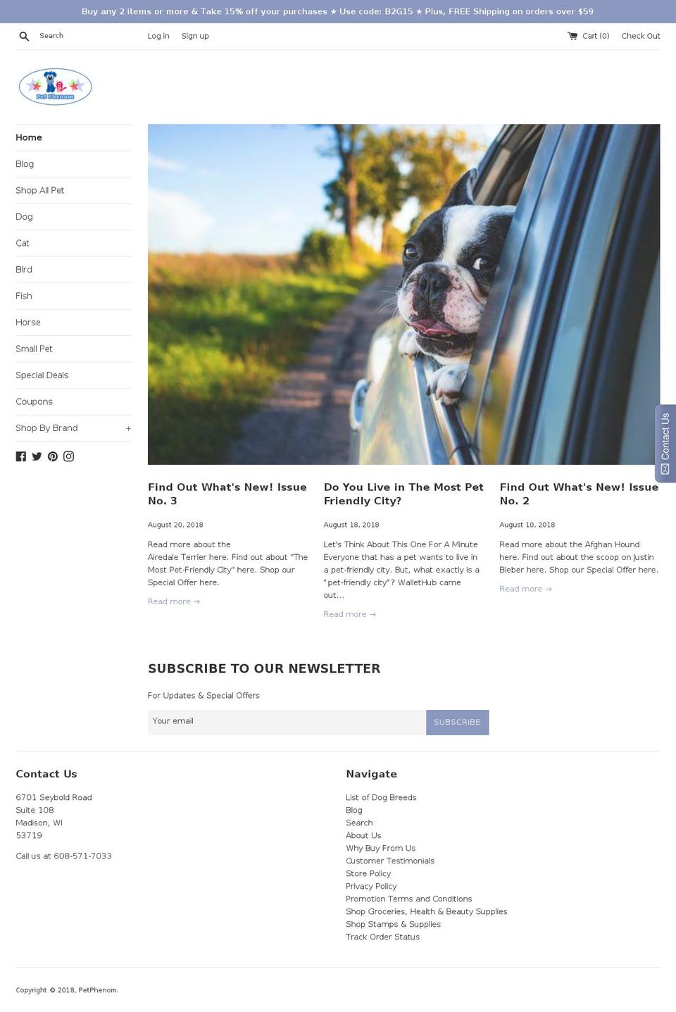 petphenom.com shopify website screenshot
