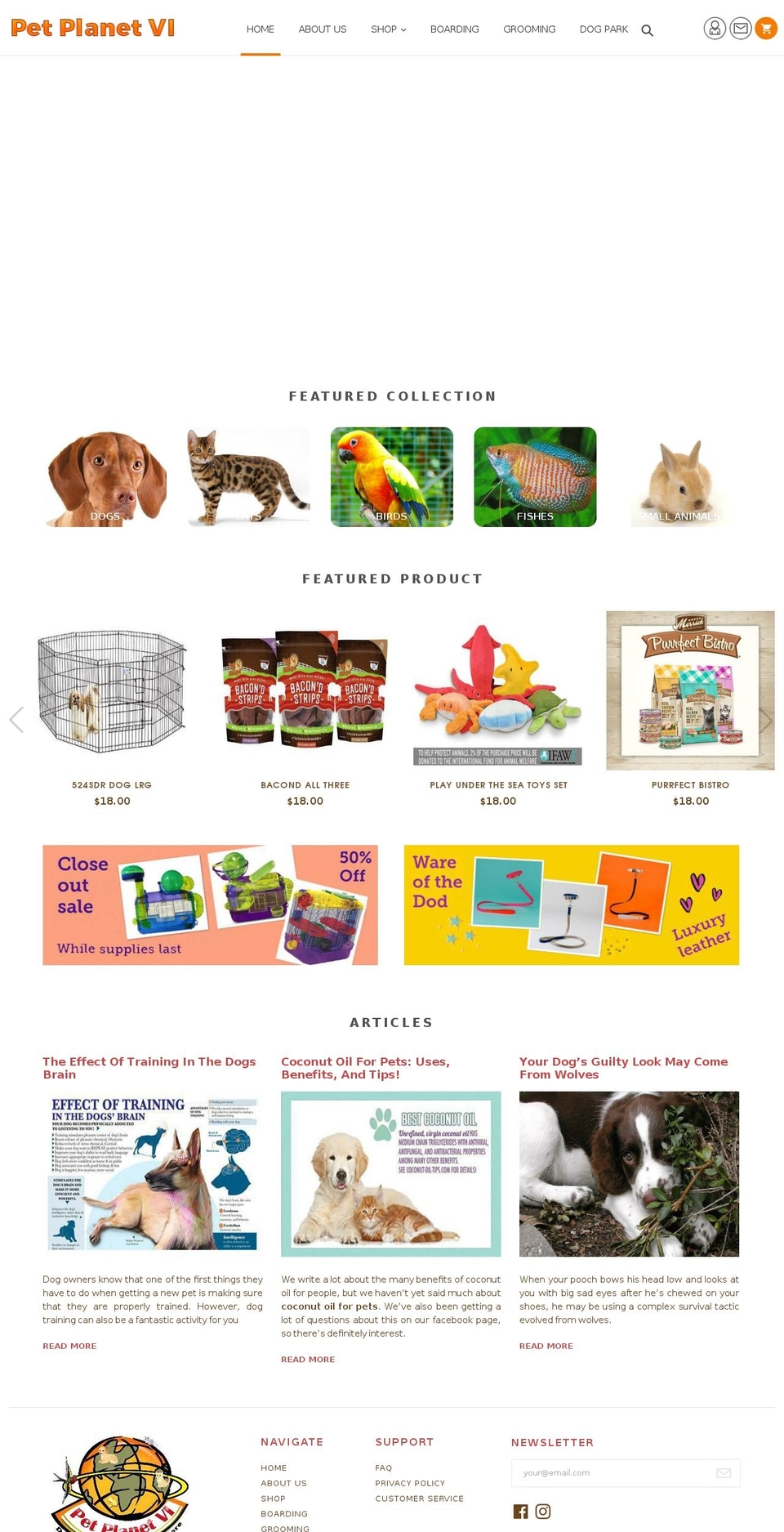 petplanetvi.com — Shopify storefront screenshot