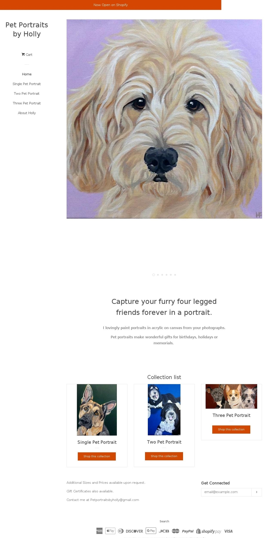 petportraitsbyholly.com — Shopify storefront screenshot