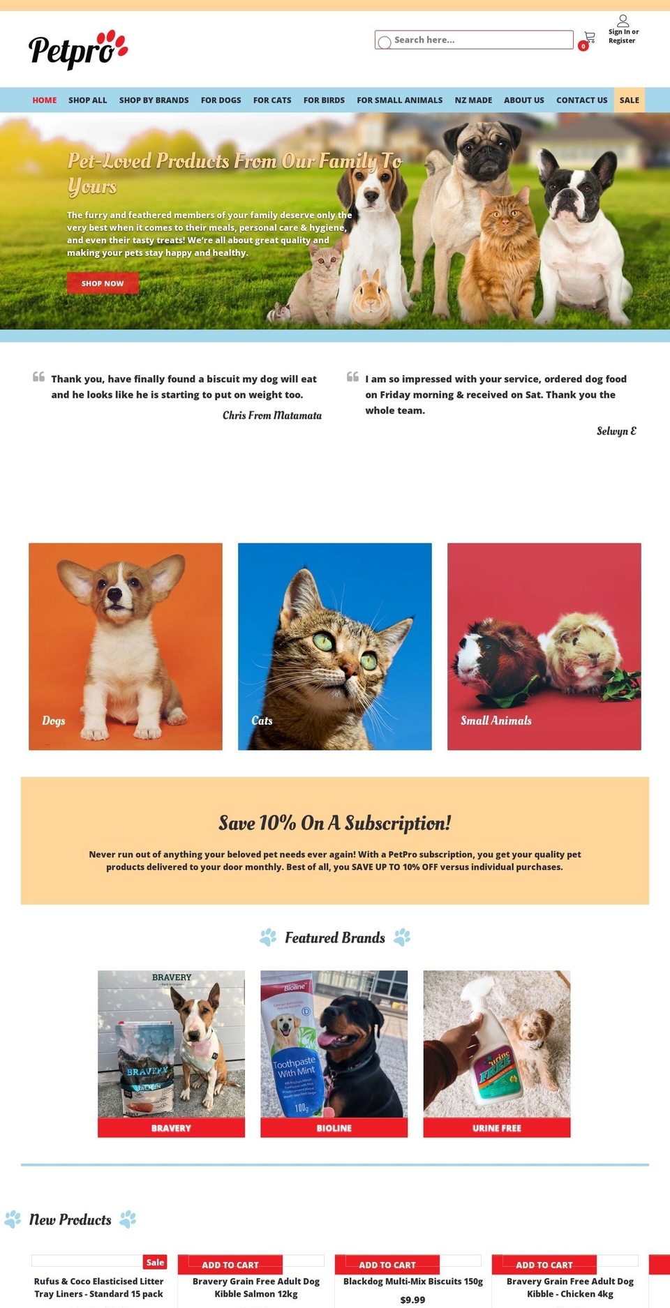 petpro.co.nz shopify website screenshot