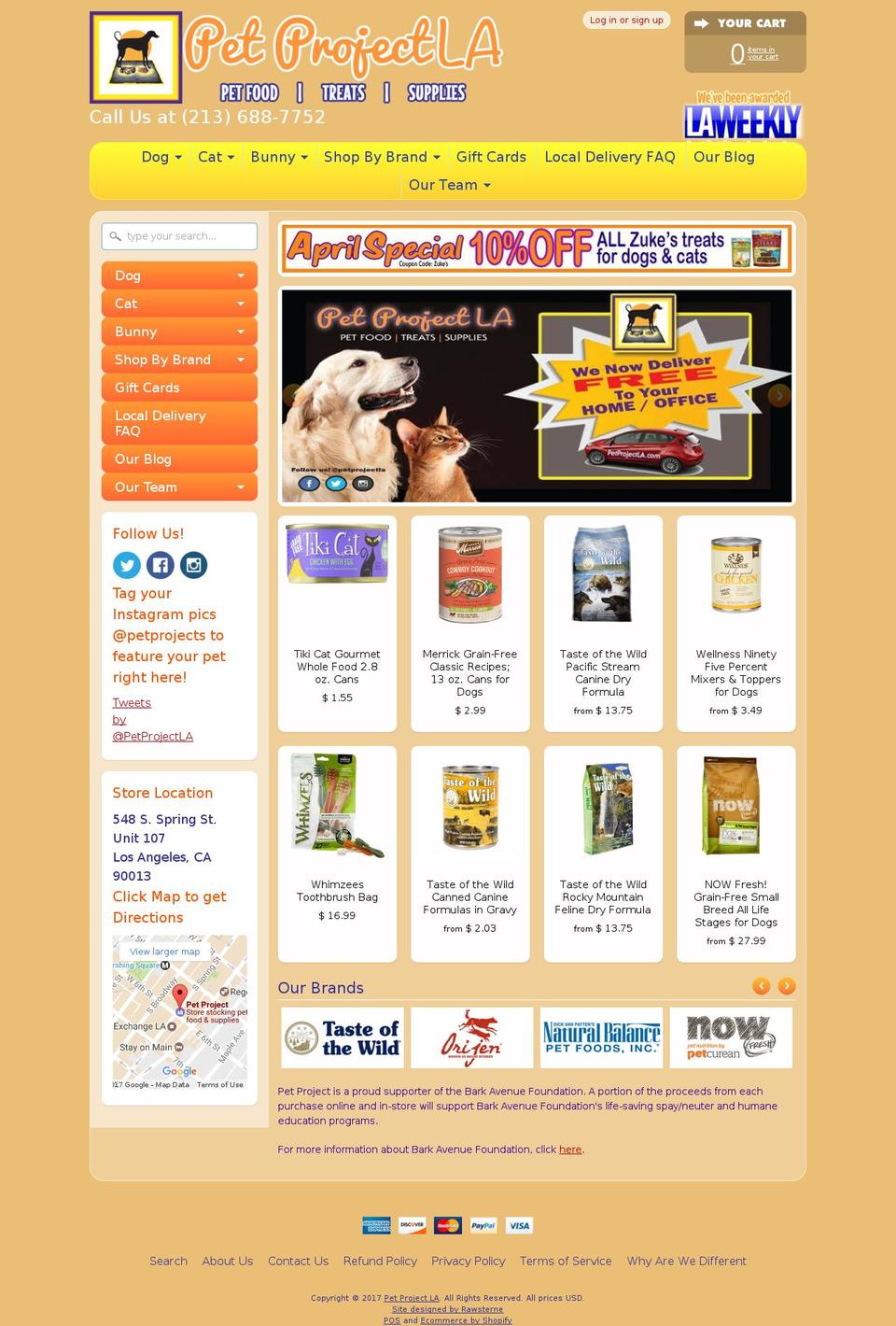 petprojectla.com shopify website screenshot