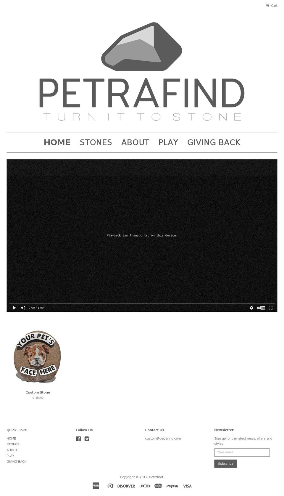 petrafind.com shopify website screenshot