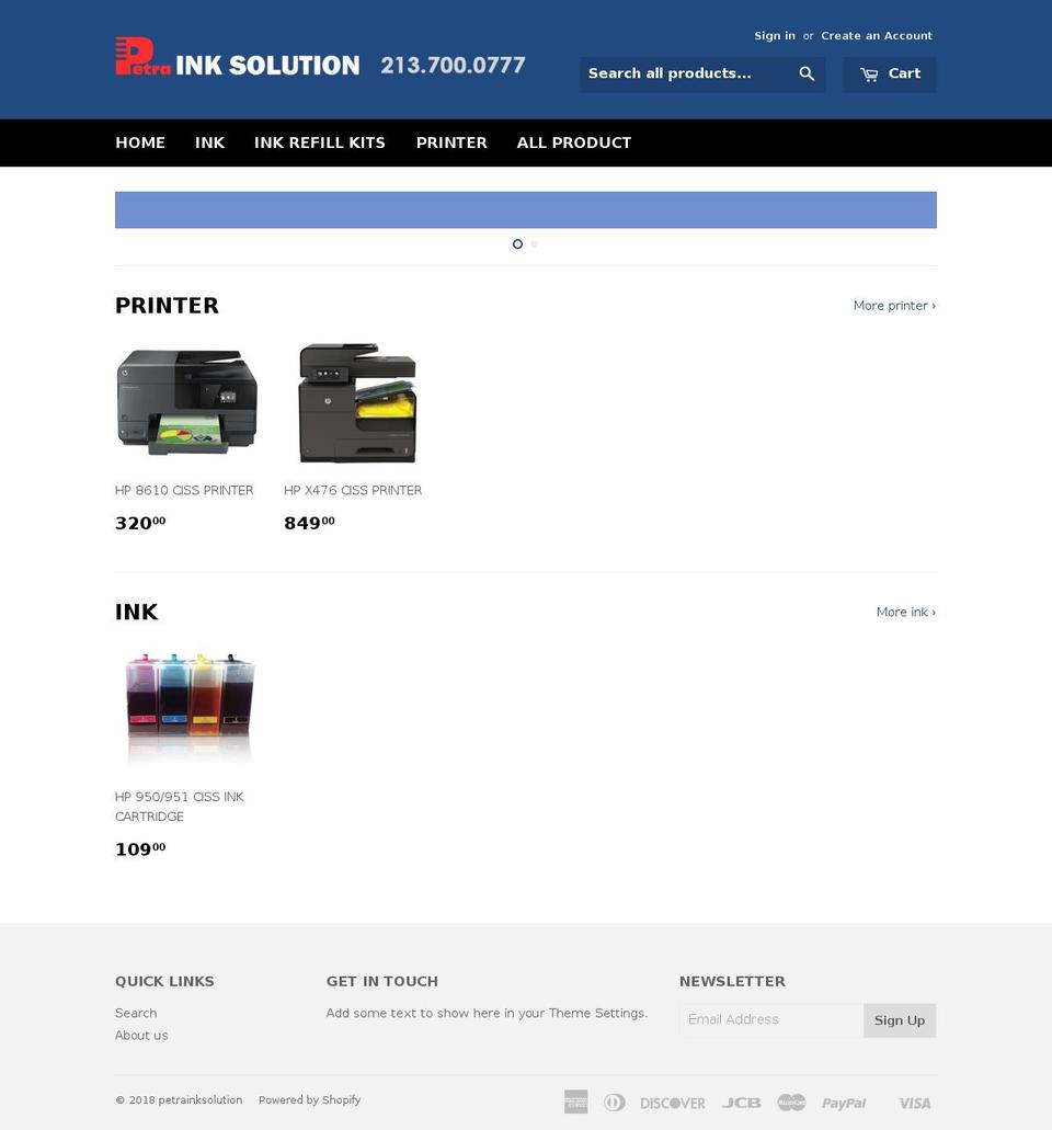 petrainksolution.com — Shopify storefront screenshot