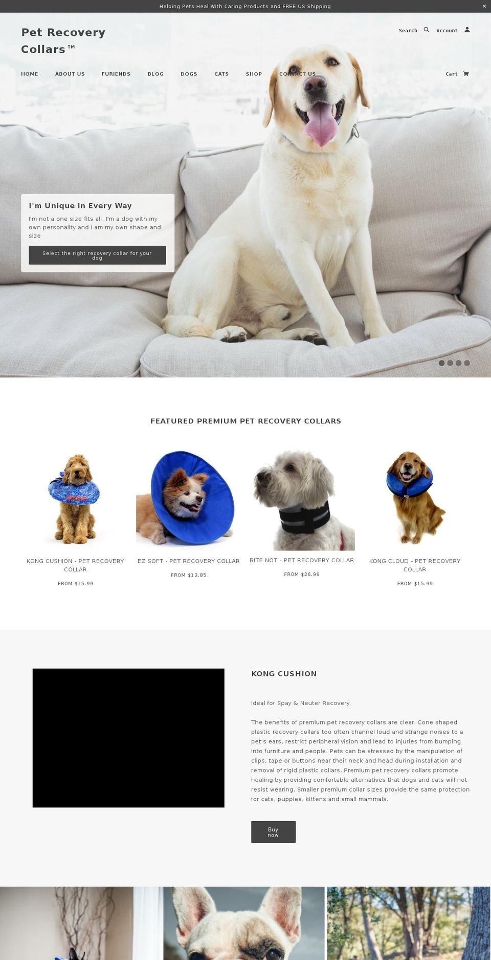 petrecoverycollars.com shopify website screenshot
