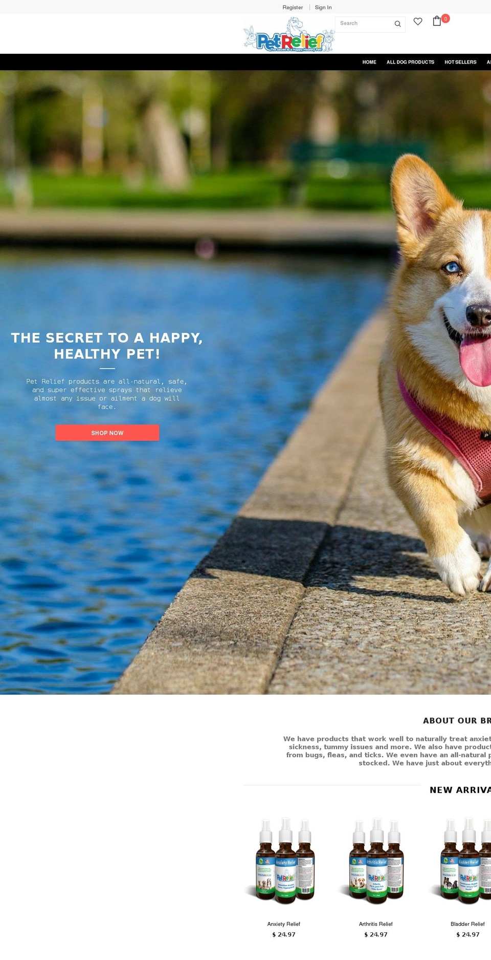 petrelief.us shopify website screenshot