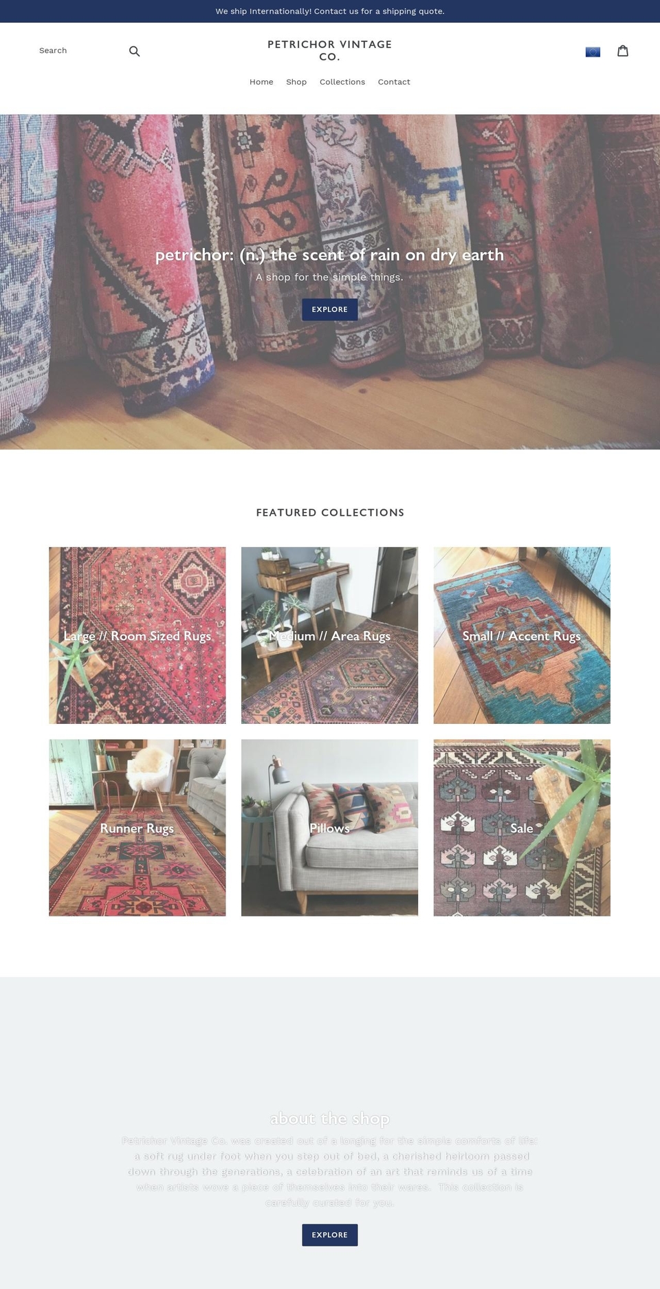 petrichorvintageco.com — Shopify storefront screenshot