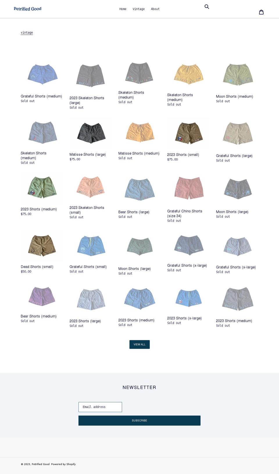 petrifiedgood.org shopify website screenshot