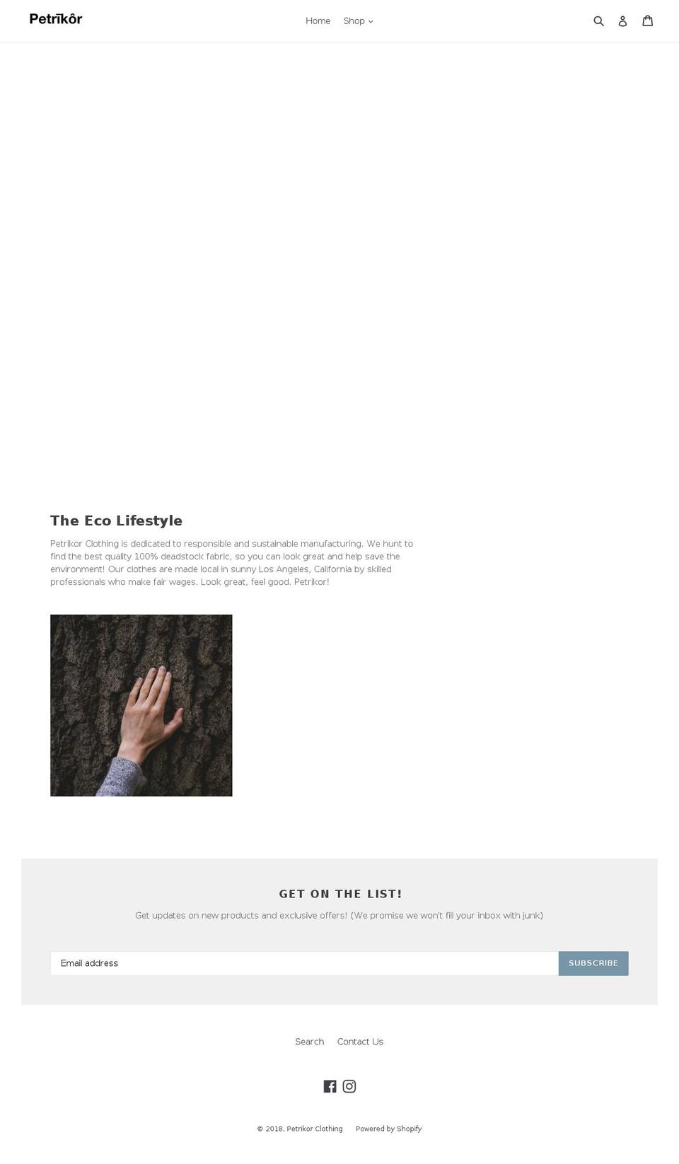 petrikorclothing.com — Shopify storefront screenshot