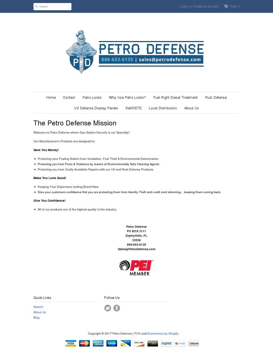 petrodefense.com shopify website screenshot