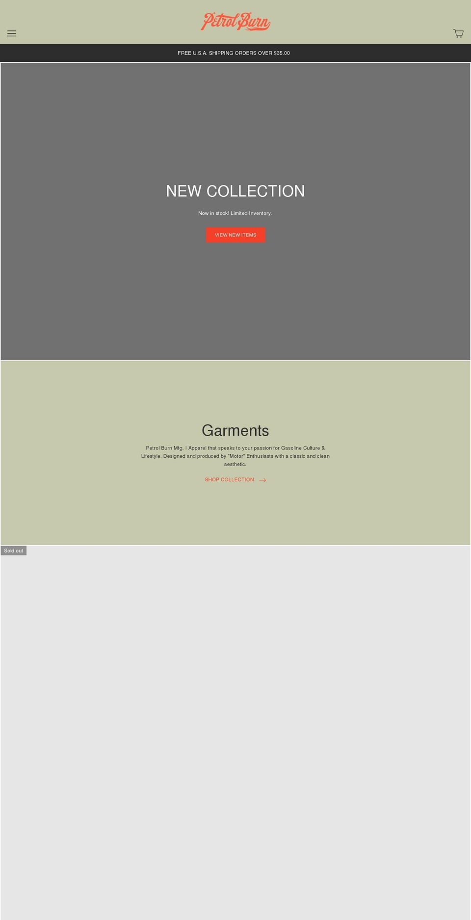 GOOD  - Add to cart feature Shopify theme site example petrolburn.com