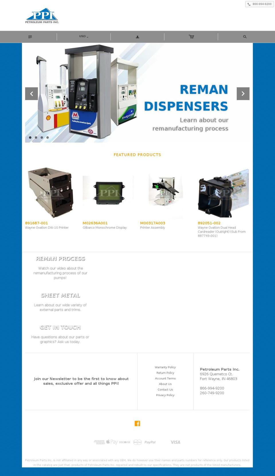 petroleumpartsinc.com shopify website screenshot