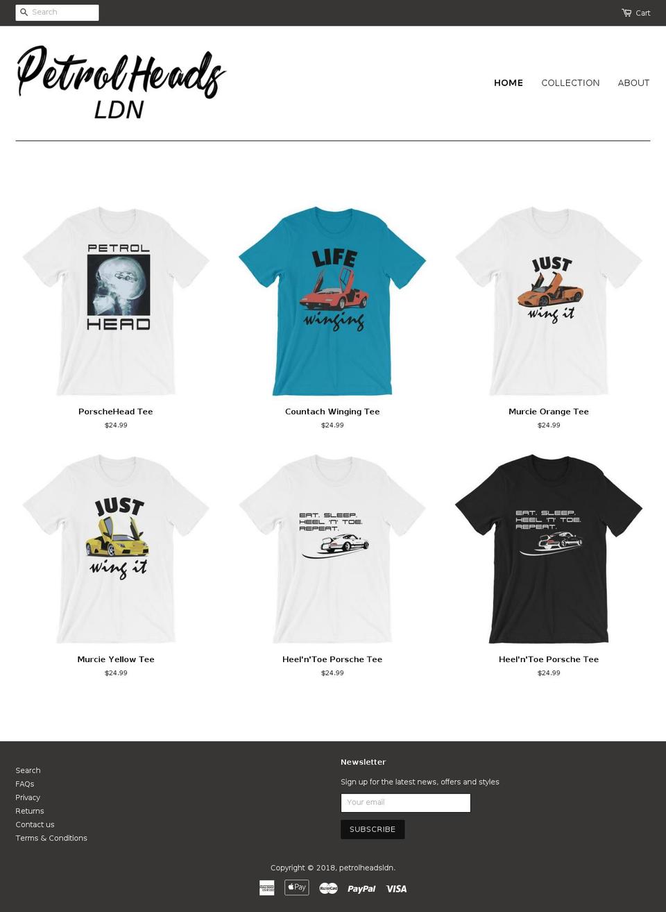 petrolheadsldn.com — Shopify storefront screenshot