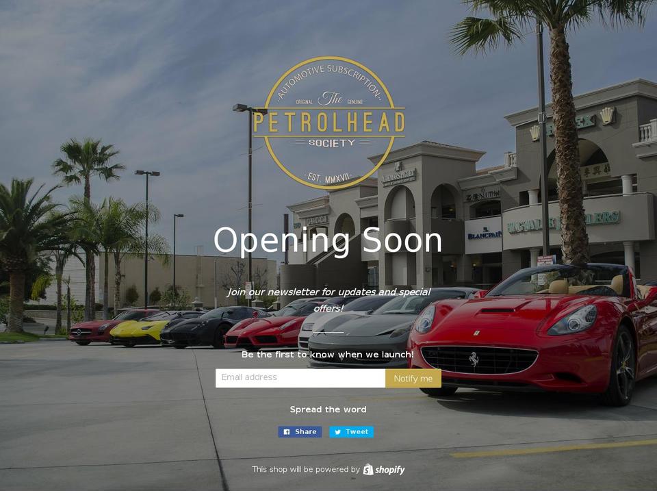 petrolheadsociety.com — Shopify storefront screenshot