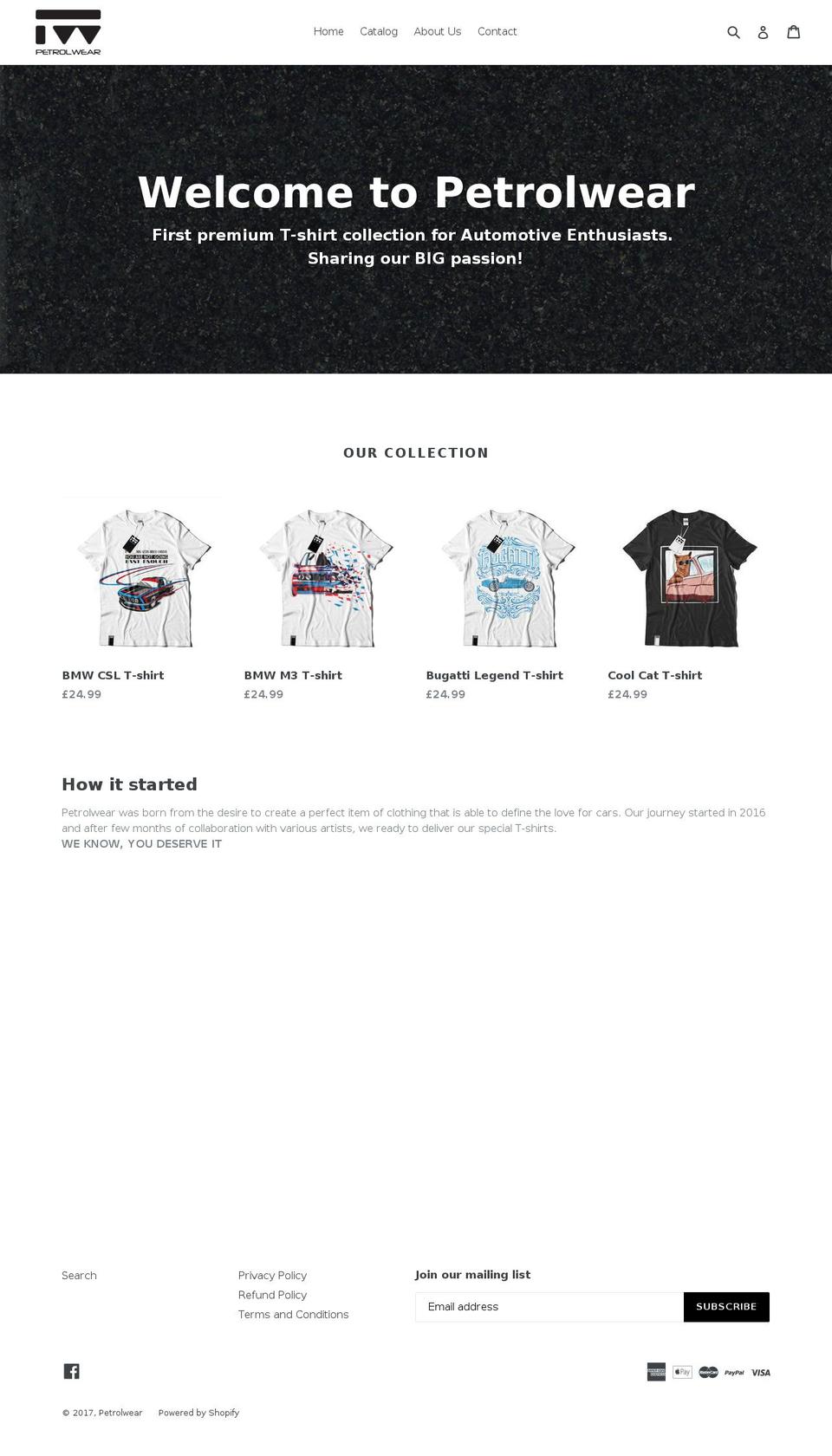 petrolwear.com shopify website screenshot