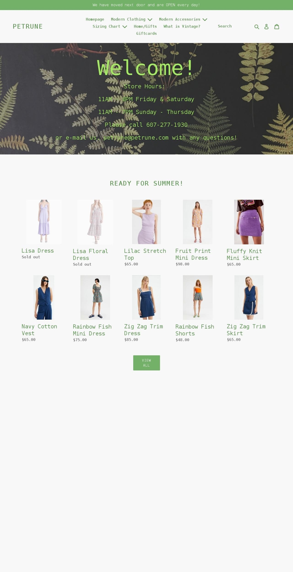 petrune.myshopify.com shopify website screenshot