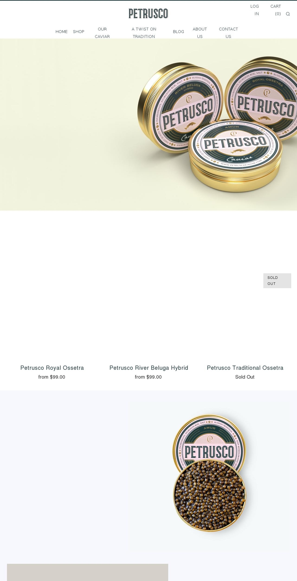 petruscocaviar.com shopify website screenshot