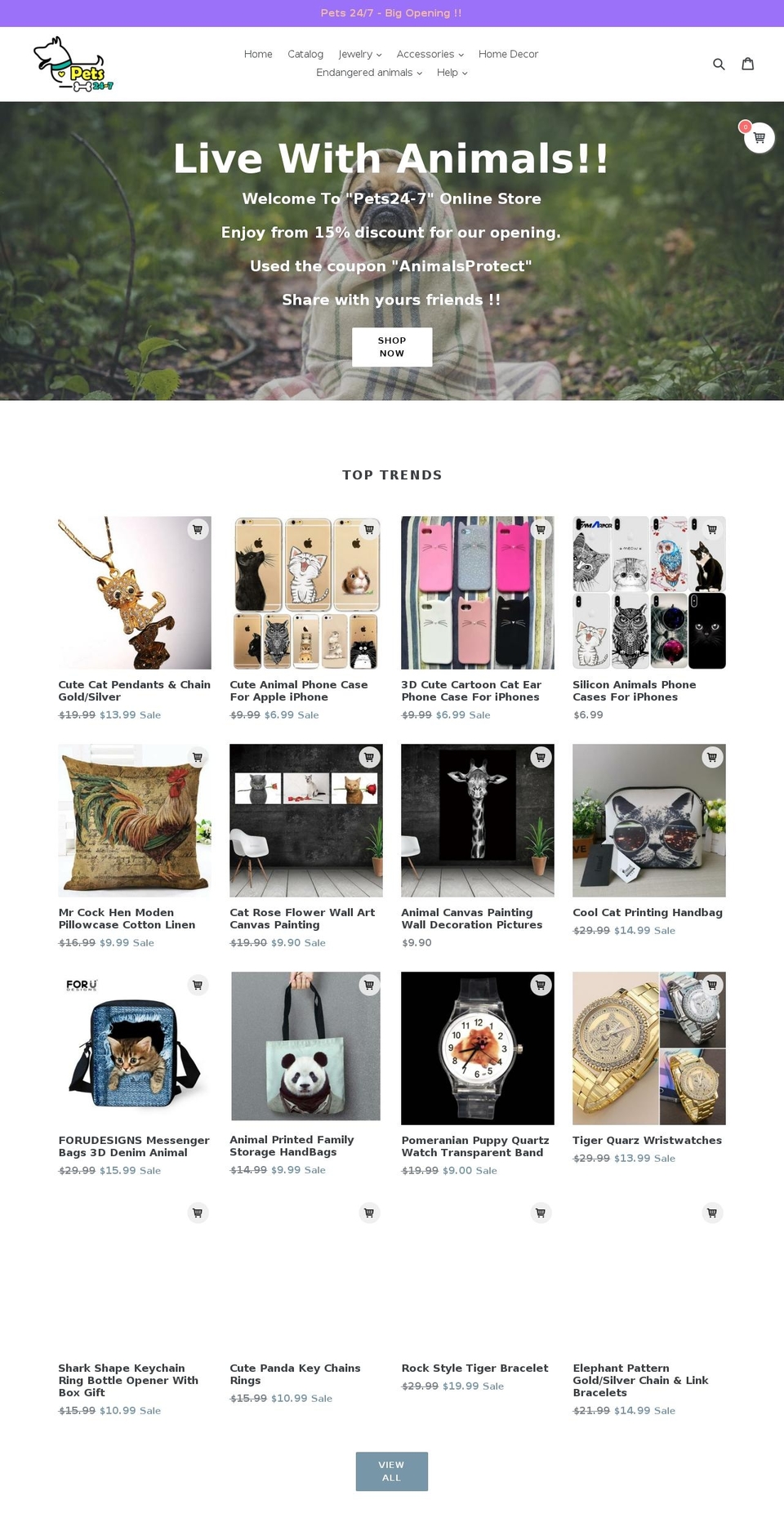 pets24-7.com — Shopify storefront screenshot