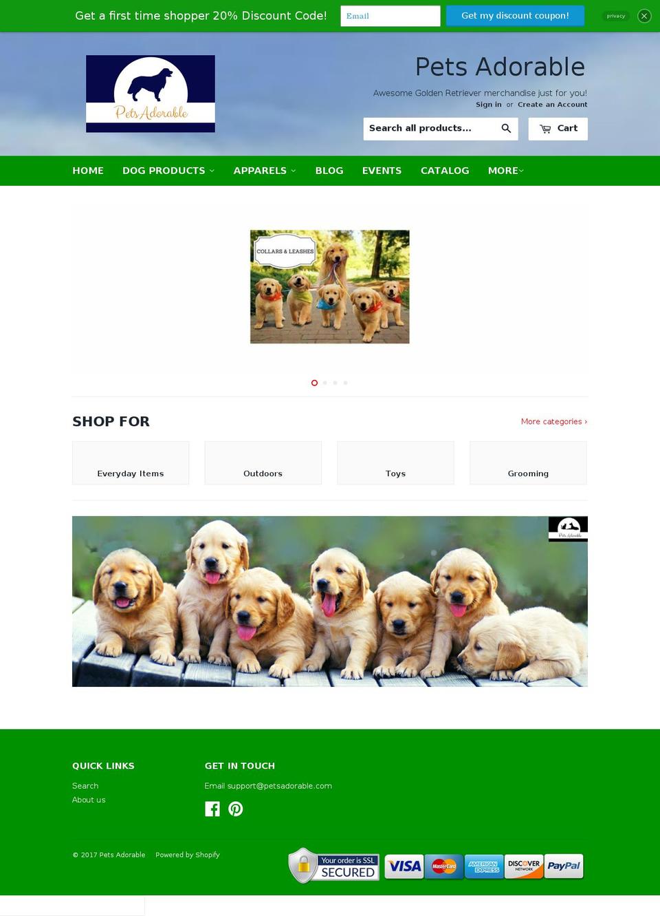 petsadorable.net shopify website screenshot