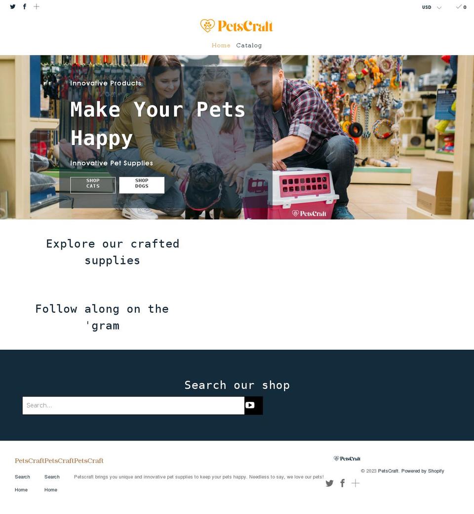 petscraft.com shopify website screenshot
