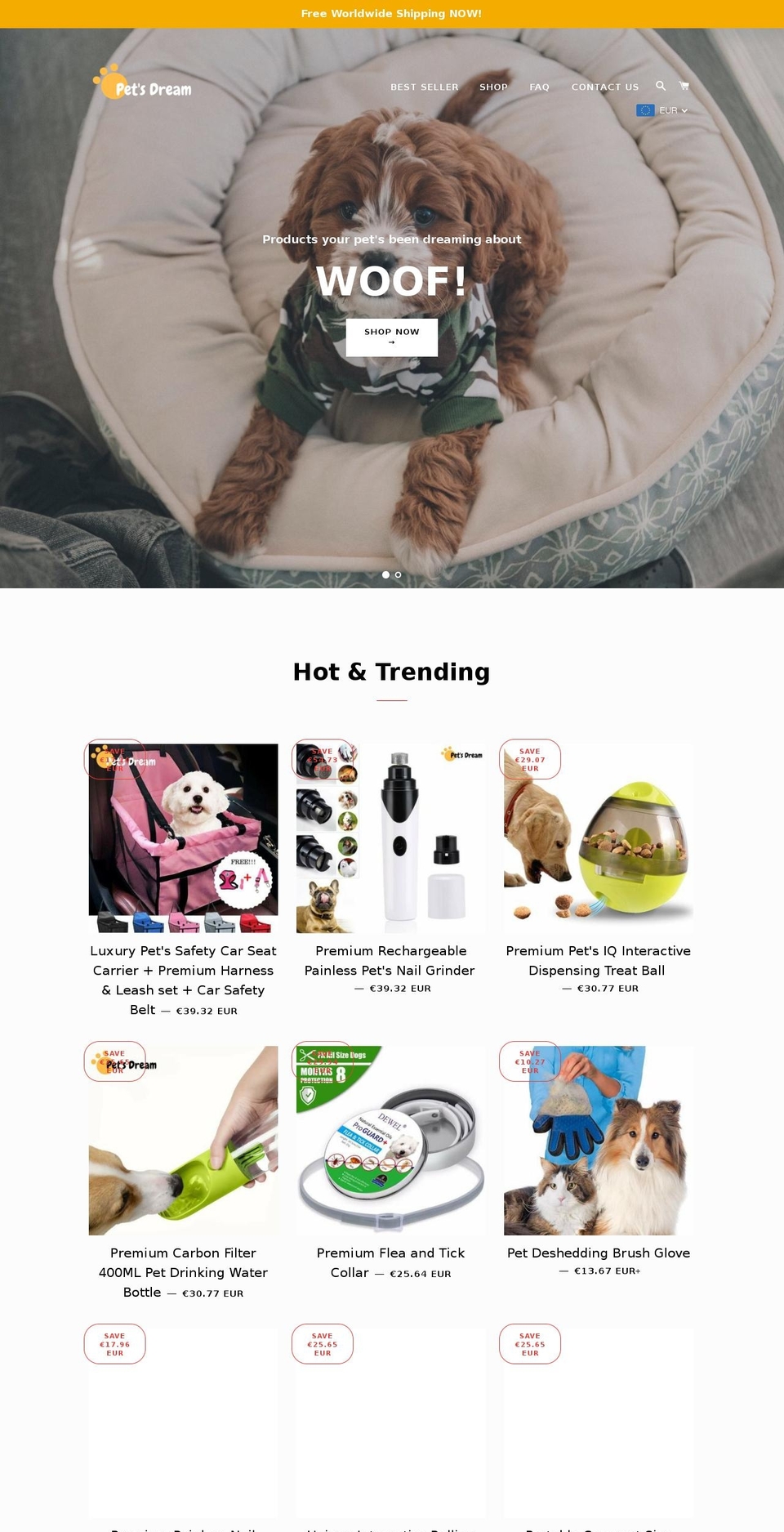 petsdreamshop.com — Shopify storefront screenshot