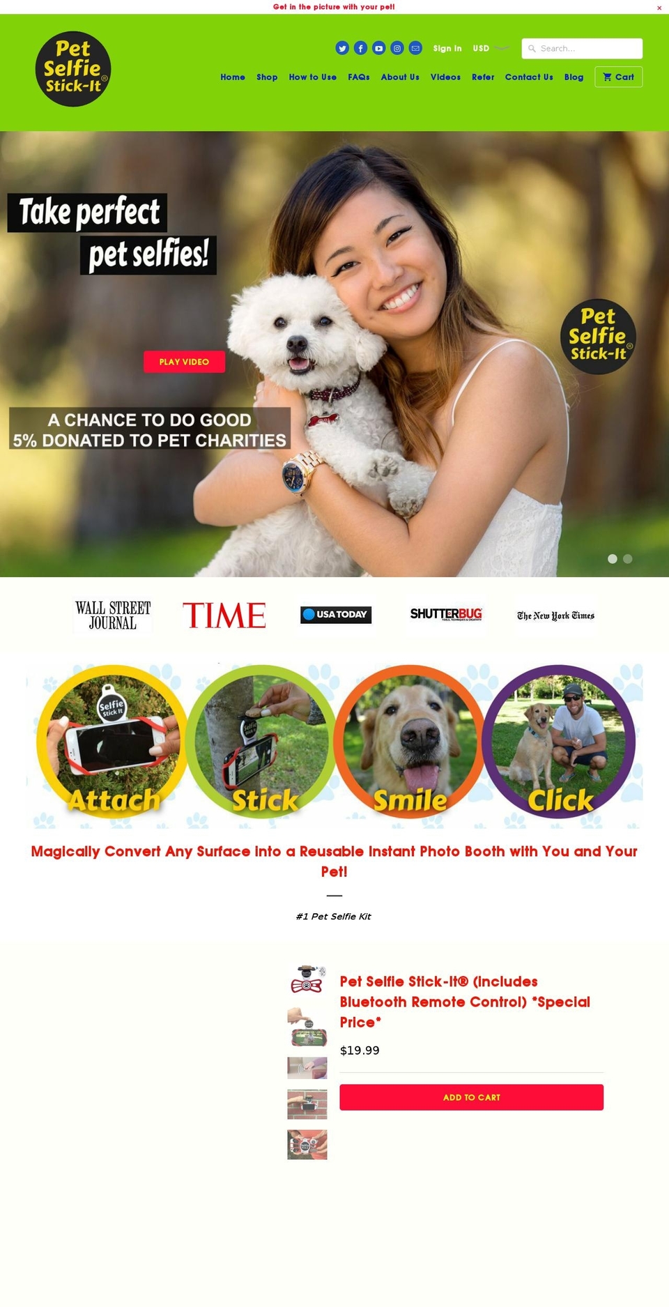 petselfiestick.com — Shopify storefront screenshot