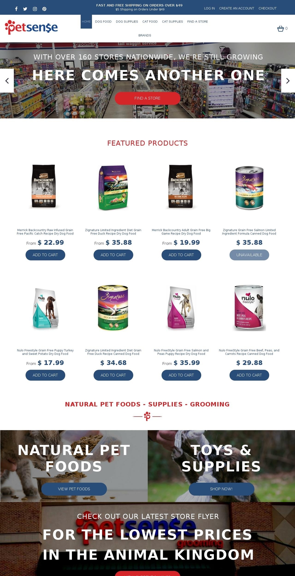 theme256 Shopify theme site example petsenseproducts.com