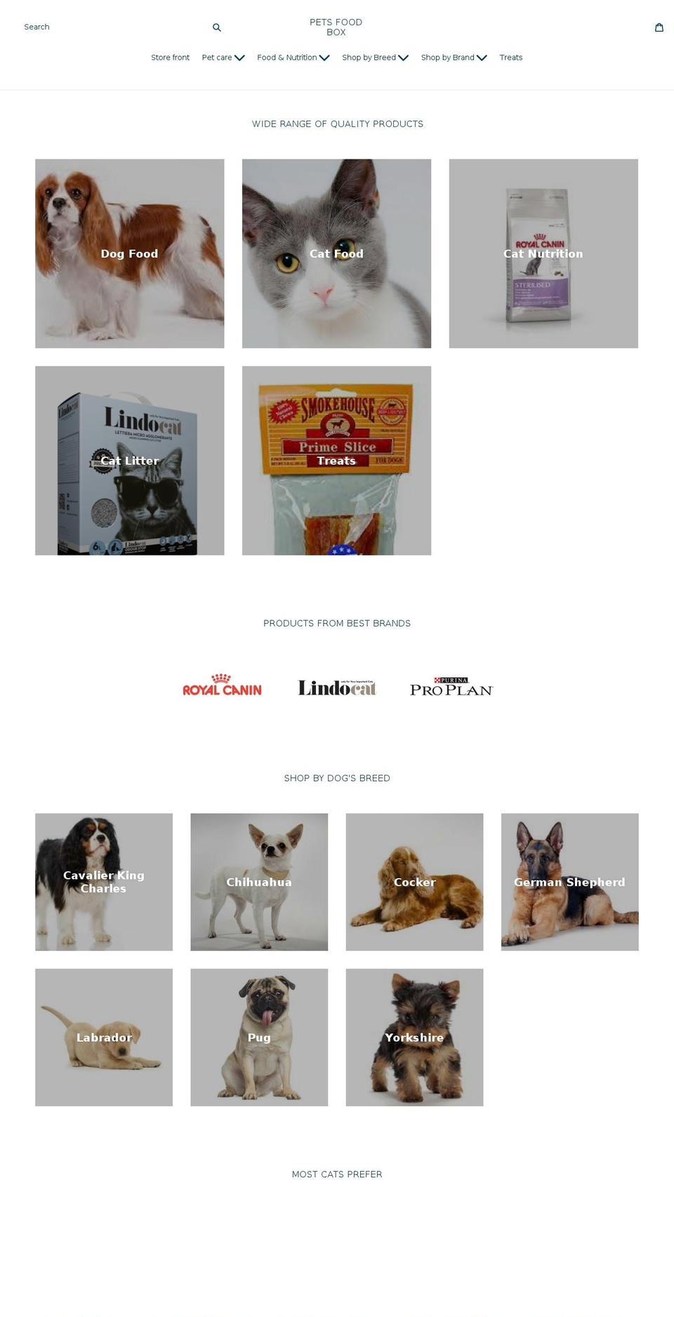 petsfoodbox.com — Shopify storefront screenshot