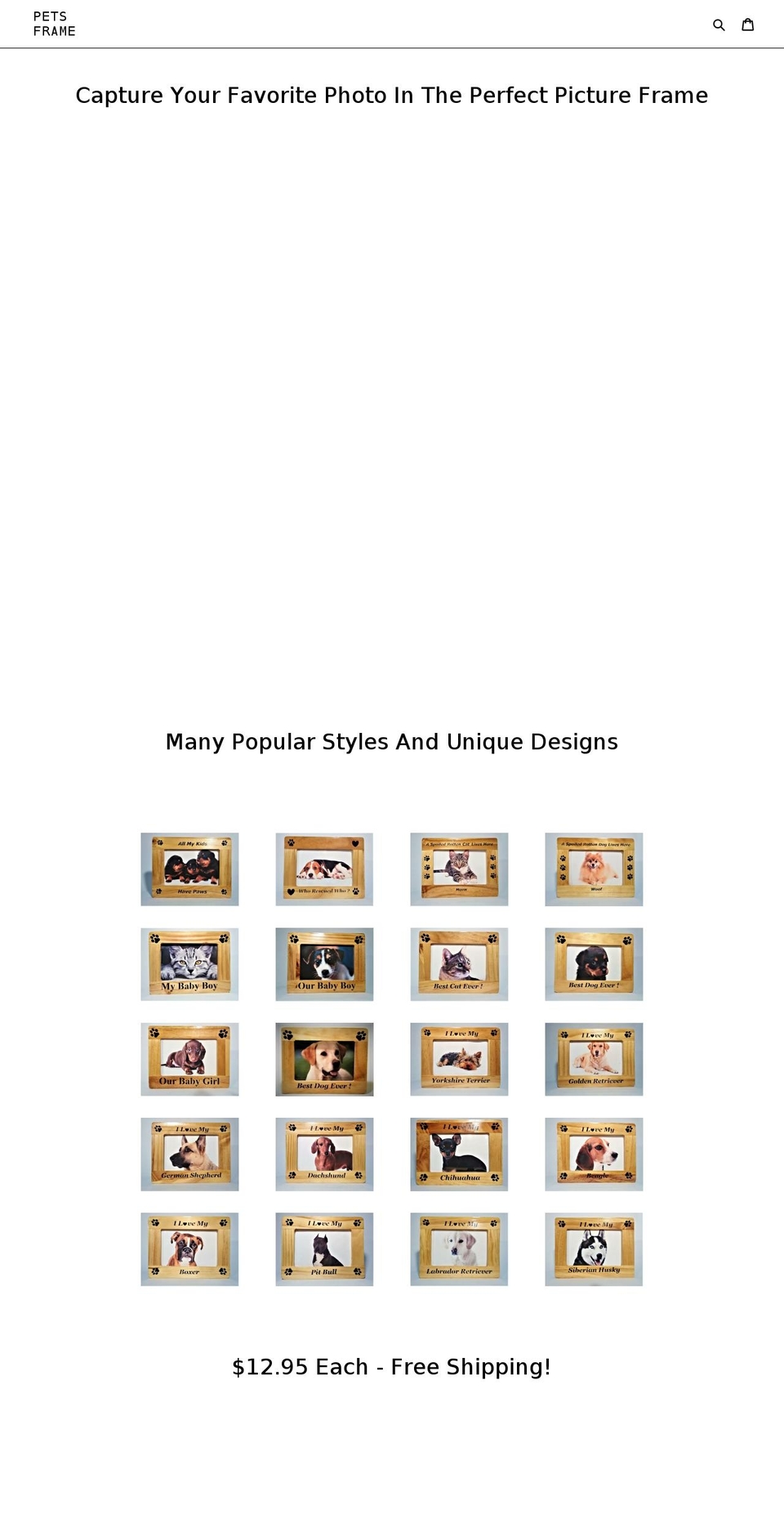 petsframe.com — Shopify storefront screenshot