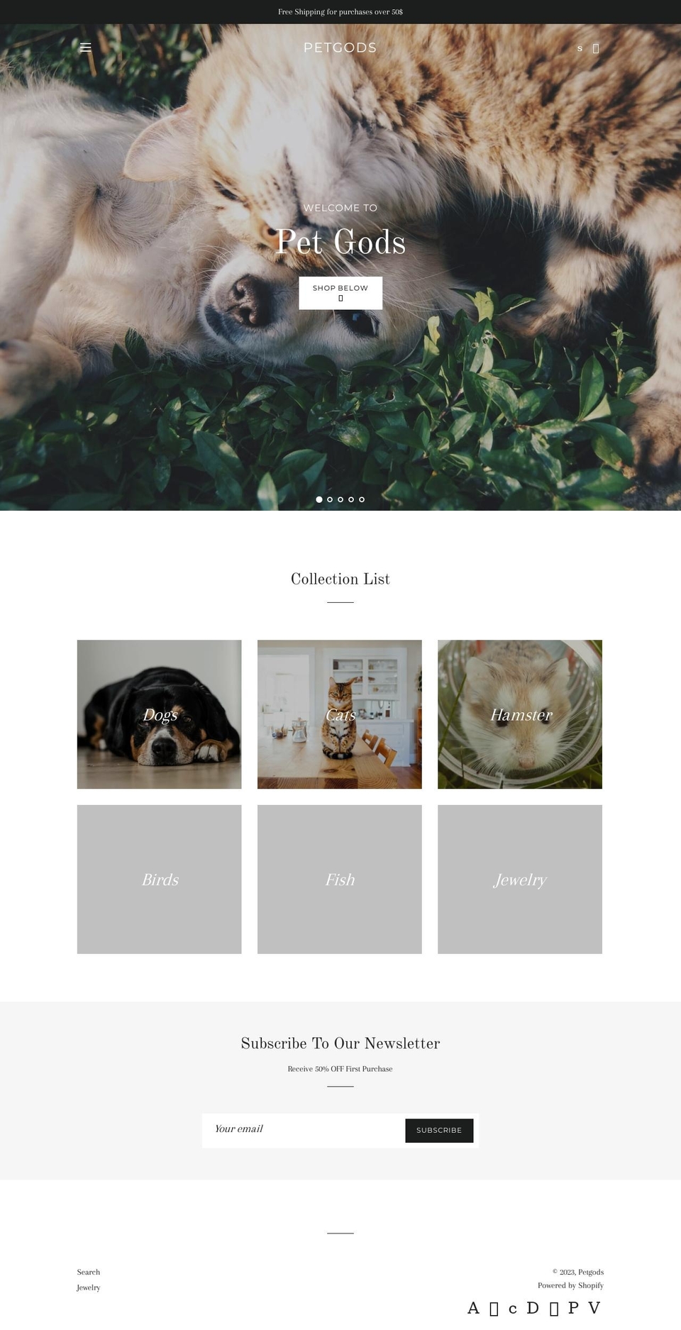 petsgods.com — Shopify storefront screenshot
