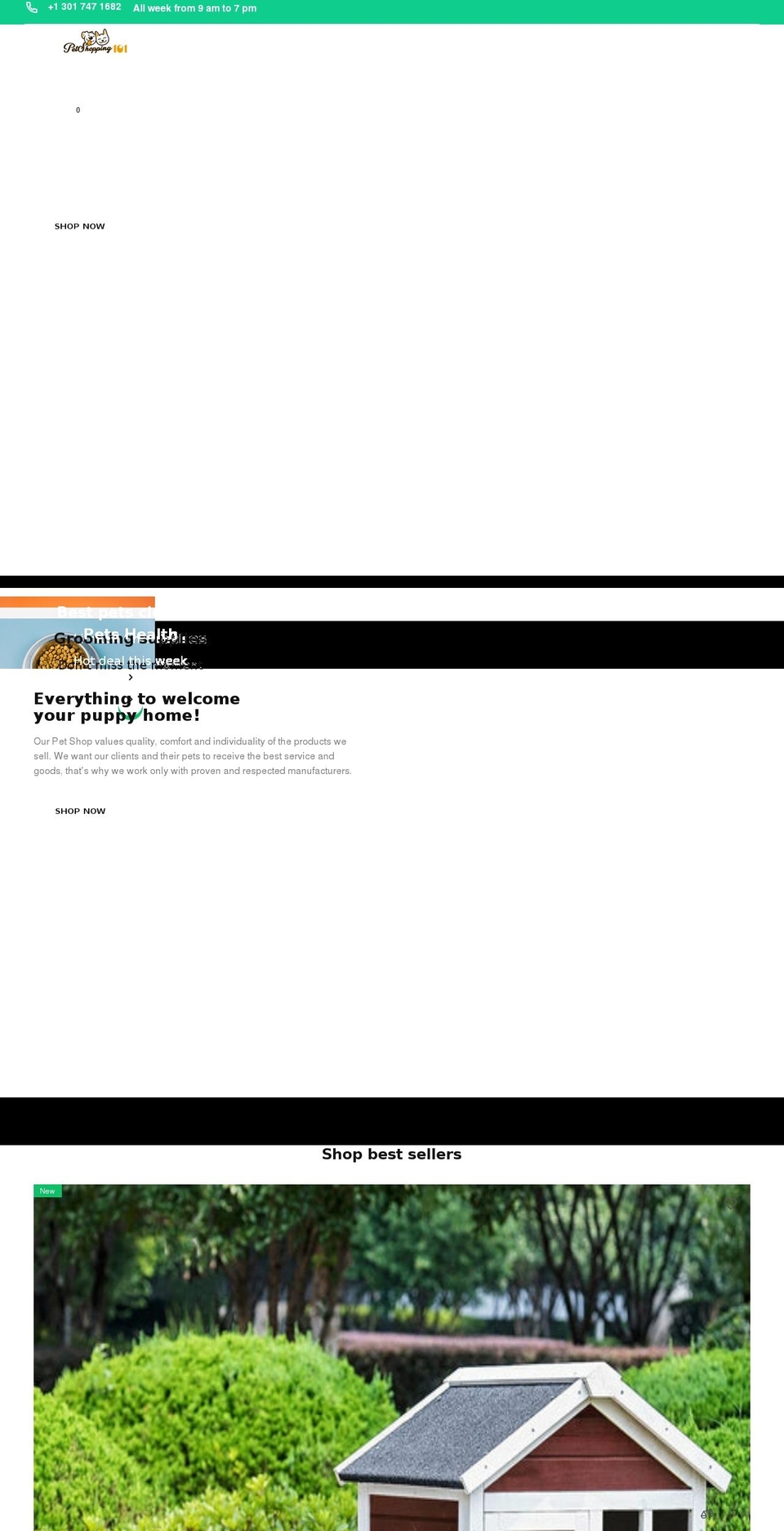 Diamond vip pet store Shopify theme site example petshopping101.com