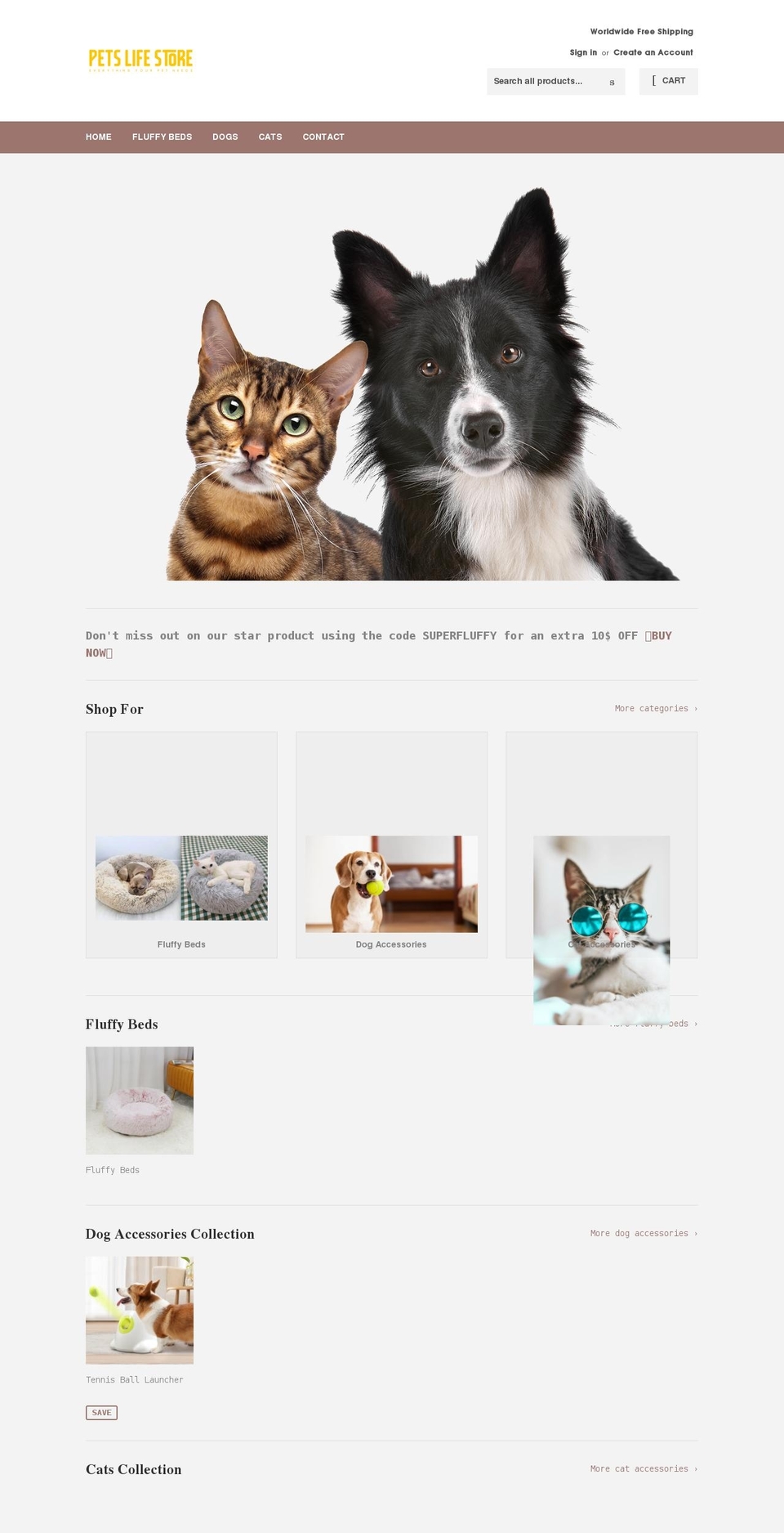 petslifestore.com shopify website screenshot